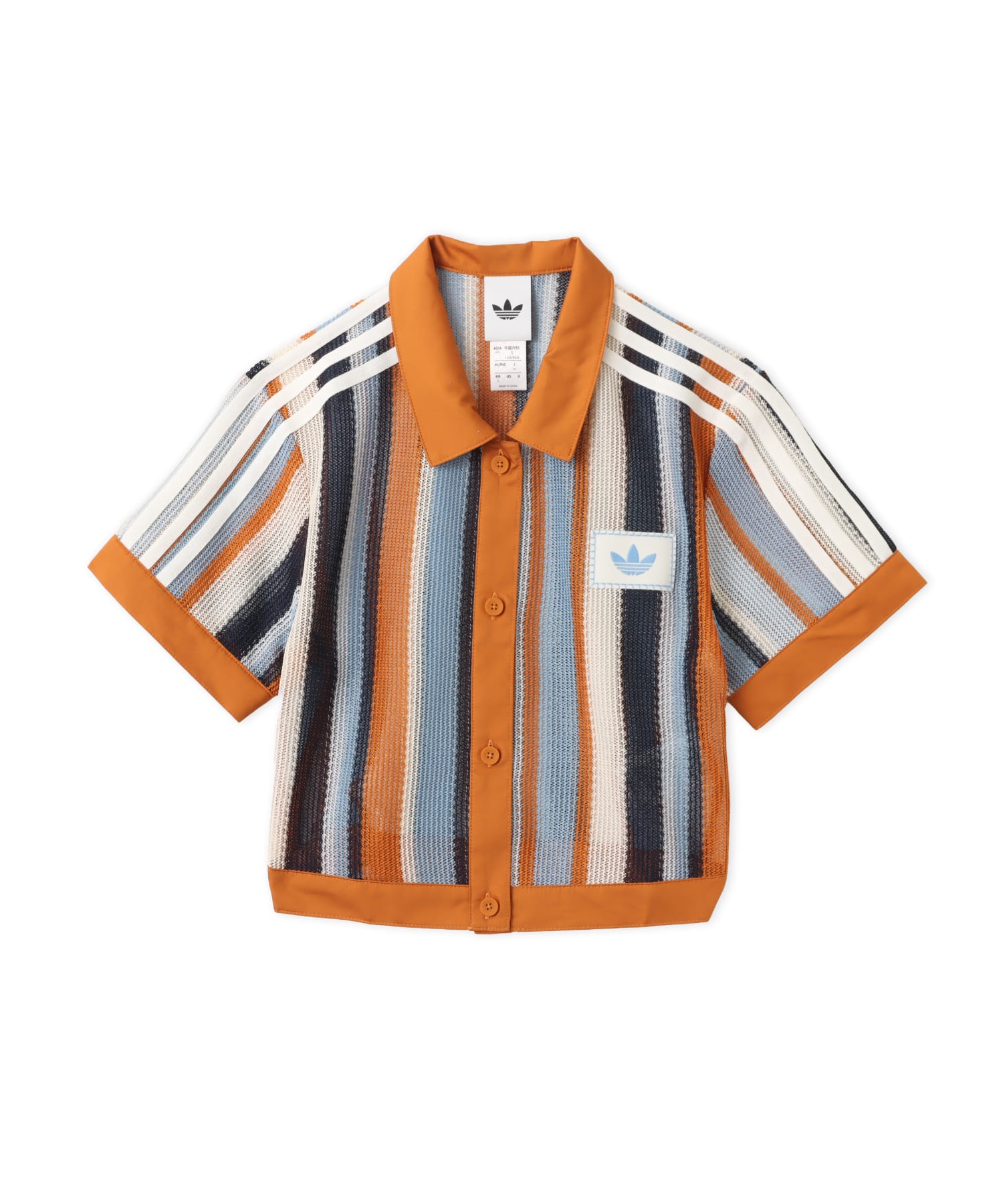 adidas SUMMER GLOW STRIPED CROPPED POLO マルチカラー/ラスティックオレンジのメイン画像