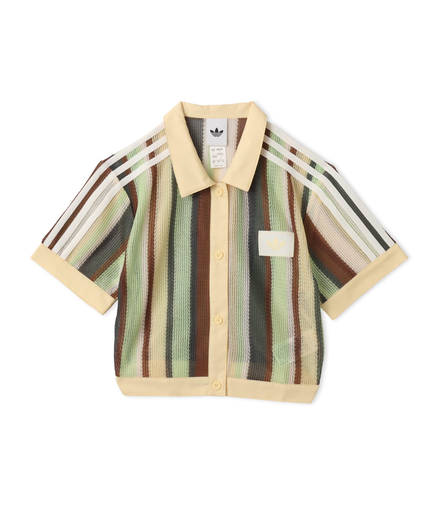 adidas SUMMER GLOW STRIPED CROPPED POLO マルチカラー/イージーイエローのメイン画像