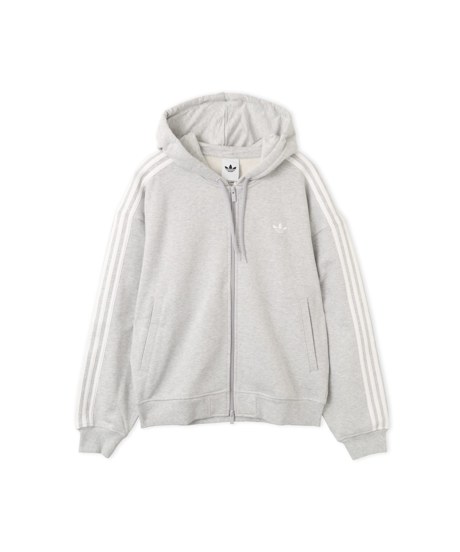 adidas OVERSIZE ZIP HOODIE ライトグレーヘザーのメイン画像