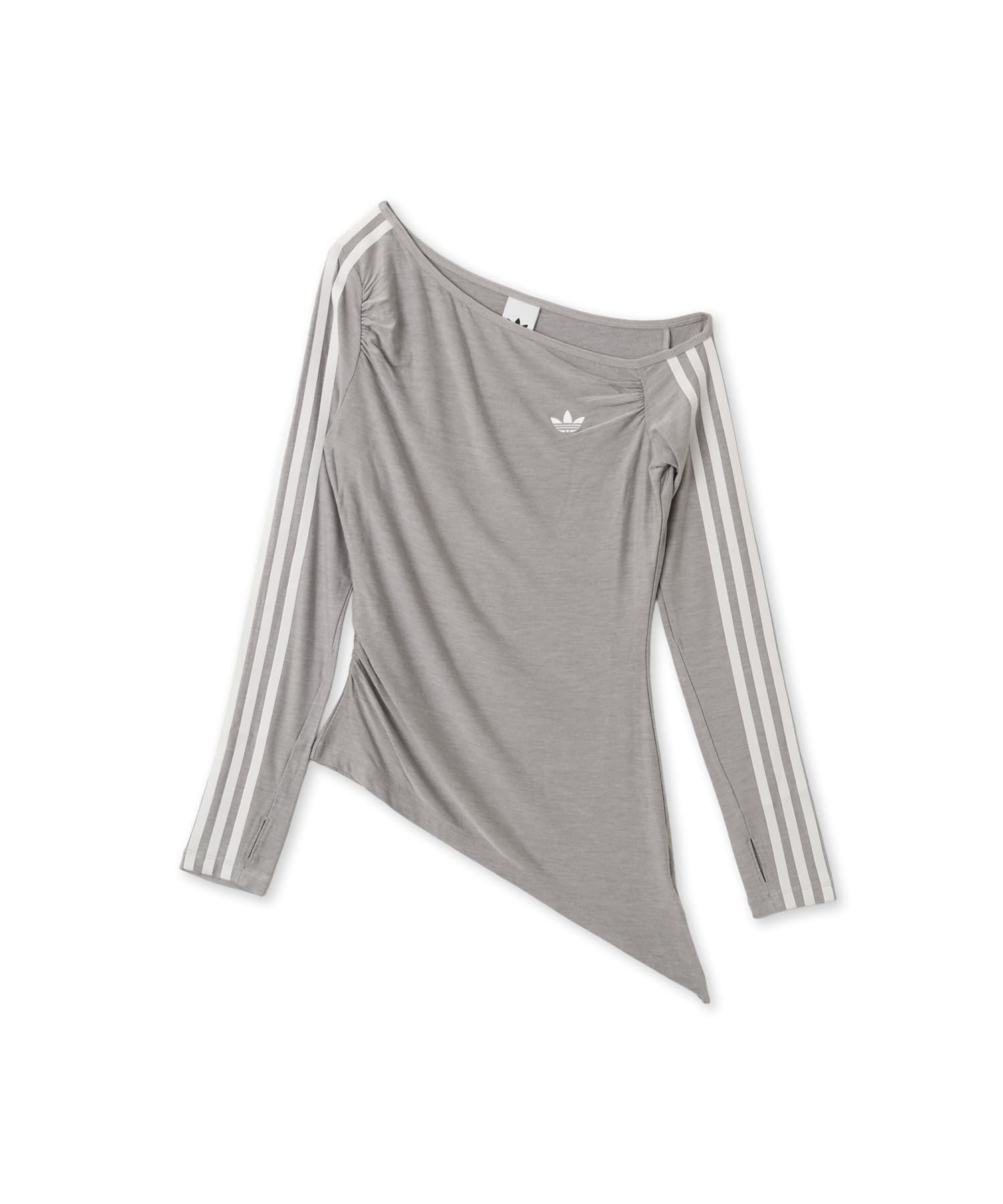 adidas ONE SHOULDER ASYMMETRIC TOP ミディアムグレーヘザーのメイン画像