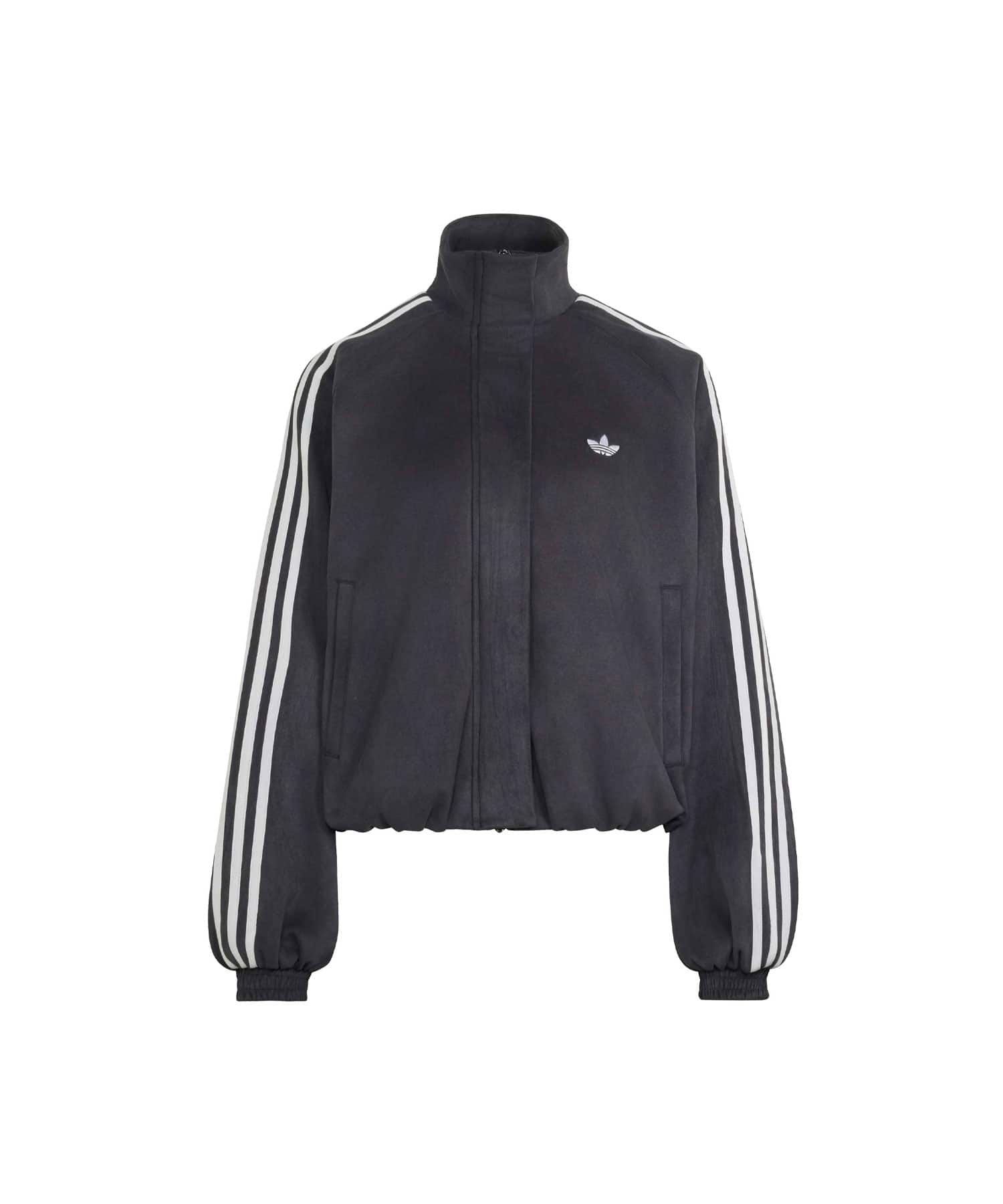 adidas ADILENIUM FAUX SUEDE TRACK TOP ブラックのメイン画像