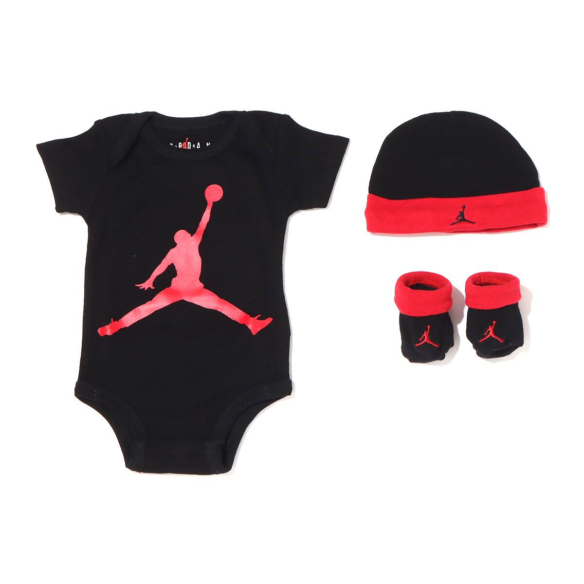 JORDAN JUMPMAN 3-PIECE SET HAT/BODYSUIT/BOOTIE BLACK/GYM RED 22HO-Iのメイン画像