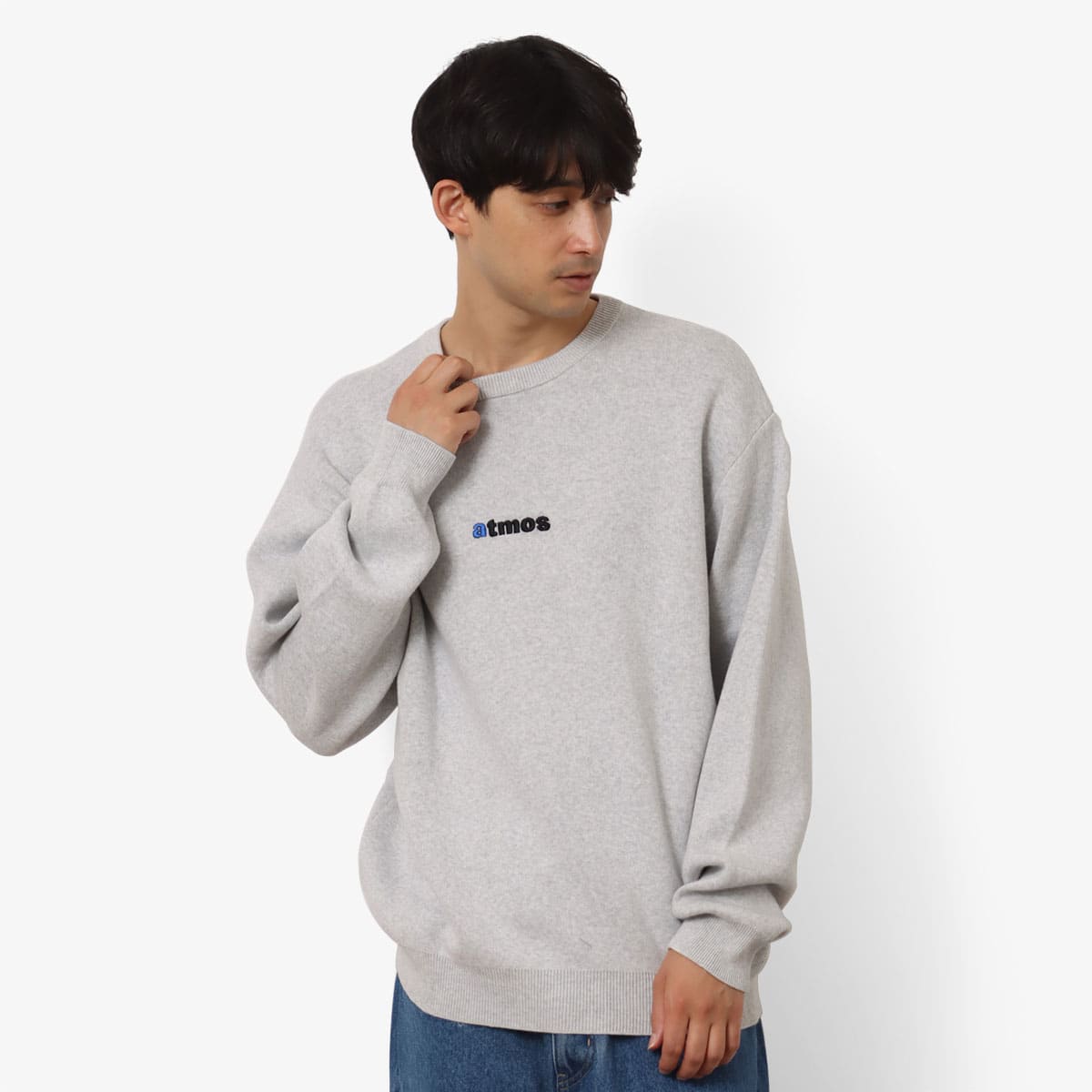 atmos Embroidery Classic Logo Knit Sweater GRAY