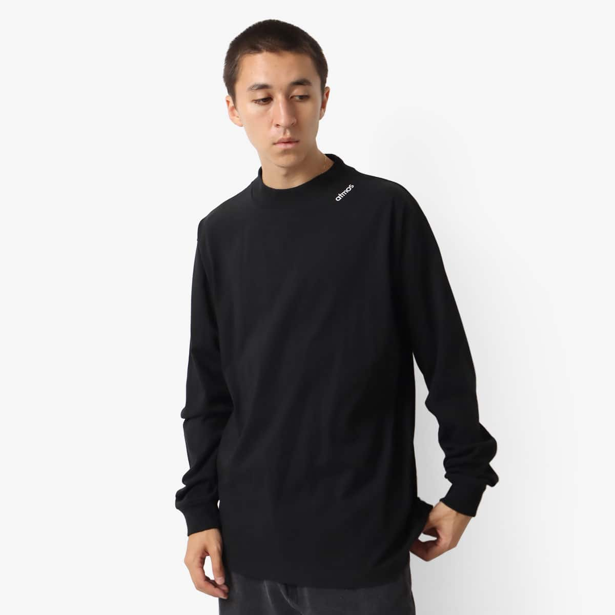 atmos Mock Neck LS T-Shirts BLACK 23FA-I