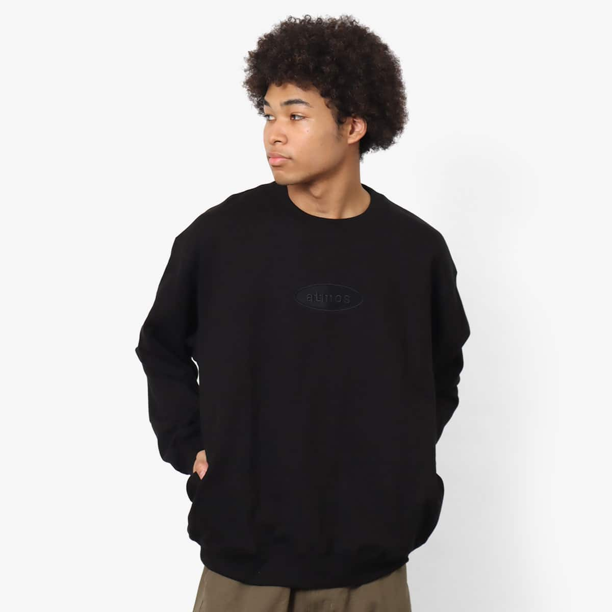 atmos Oval Logo Crewneck Sweatshirt BLACK 23FA-I