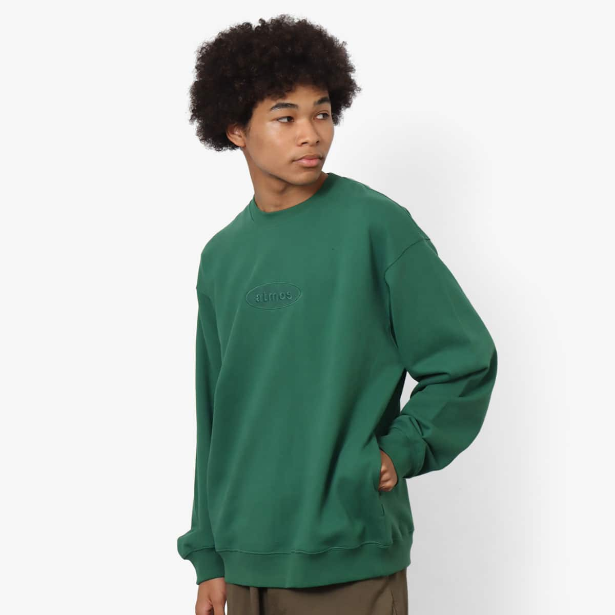 atmos Oval Logo Crewneck Sweatshirt GREEN 23FA-I