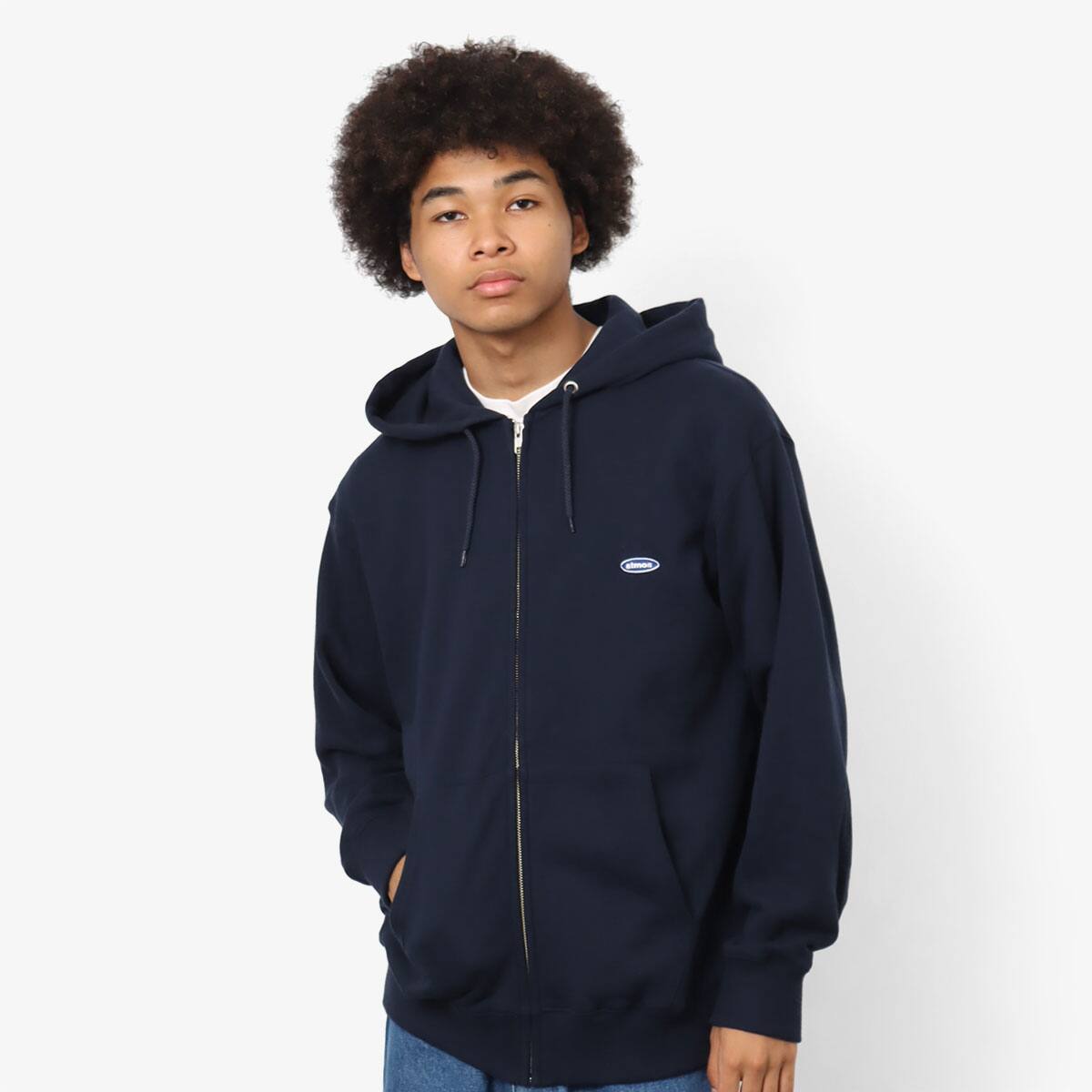 atmos small Logo Zip Up Hooded Sweatshirt NAVYのメイン画像