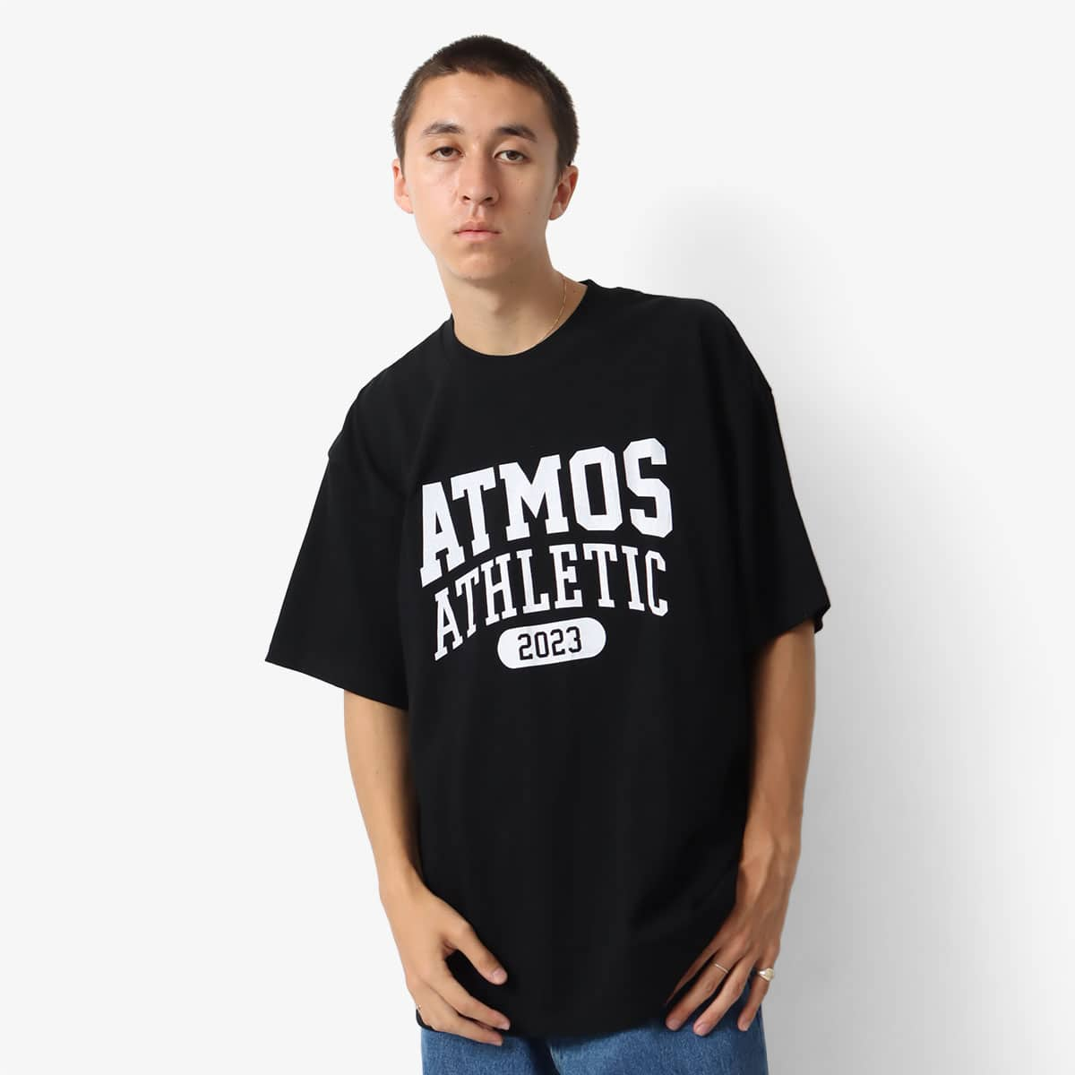 Atmos Vintage College Logo T Shirts Black