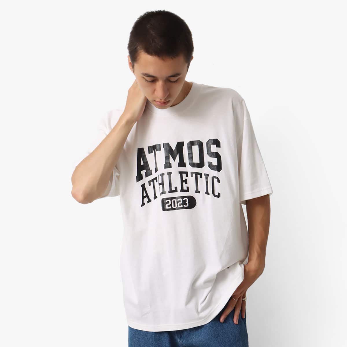 atmos Vintage College Logo T-shirts WHITEのメイン画像