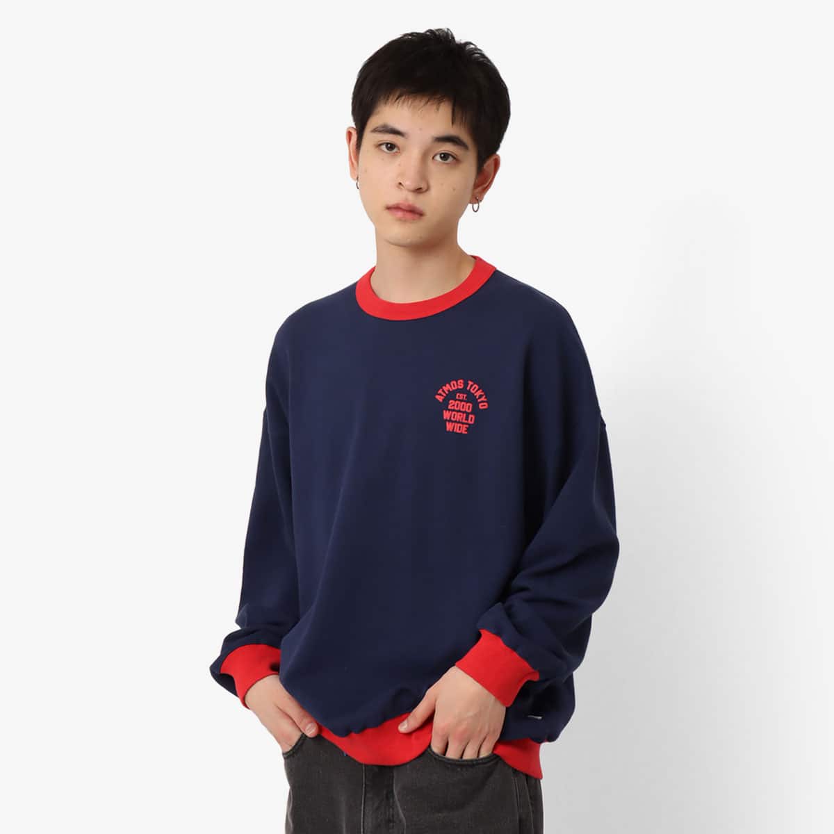 atmos Ringer Sweatshirt NAVYのメイン画像