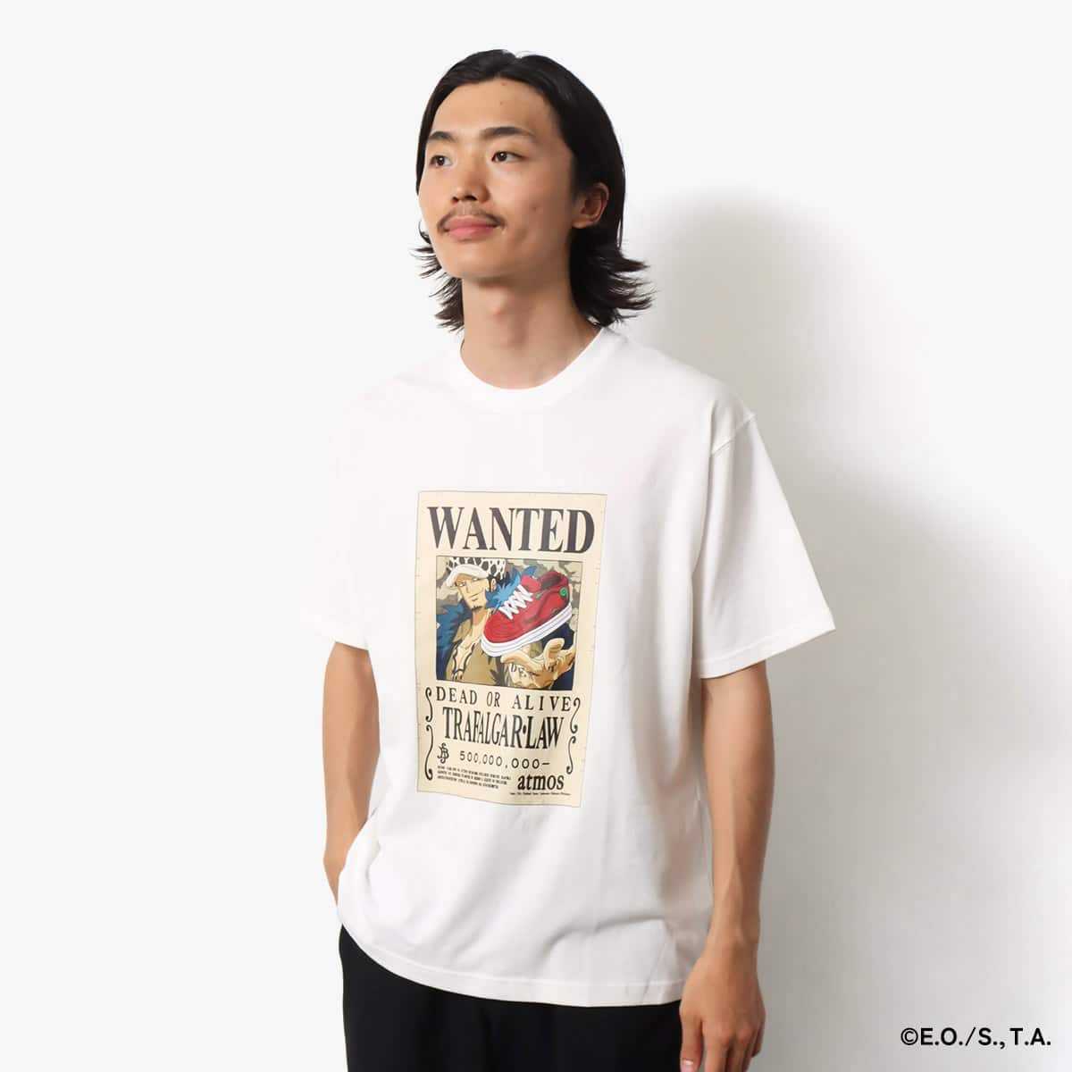 atmos × ONE PIECE WANTED POSTER T-SHRTS WHITE×TRAFALGAR LAW 23SU-S