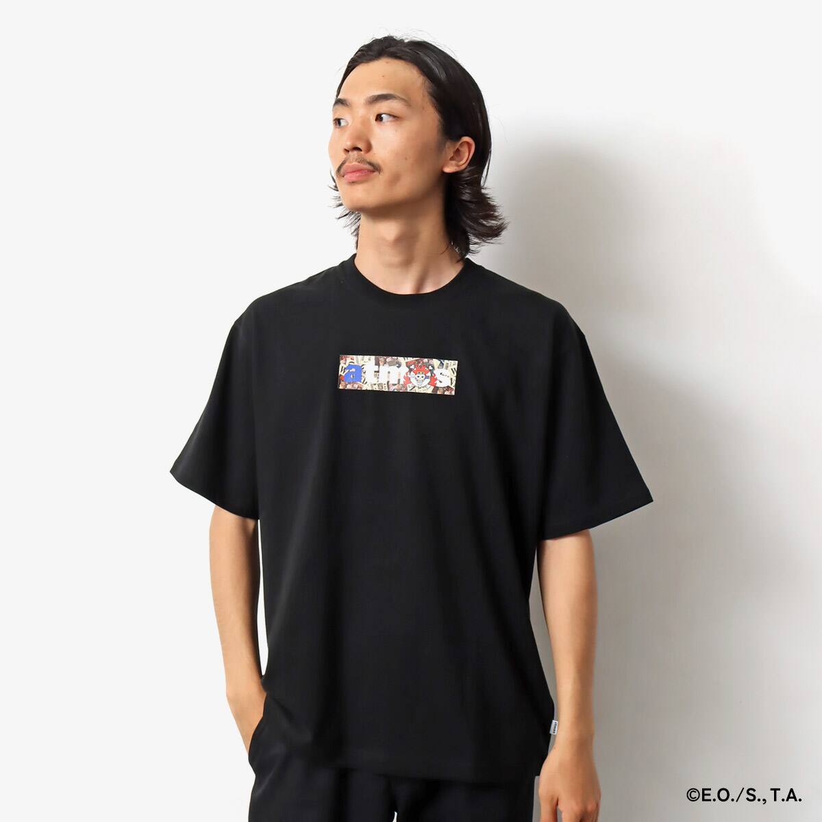 atmos × ONE PIECE WANTED POSTER BOX LOGO T-SHRTS BLACK×KID アトモス × ワンピース  ウォンテッド ポスター ボックスロゴ ティーシャツ