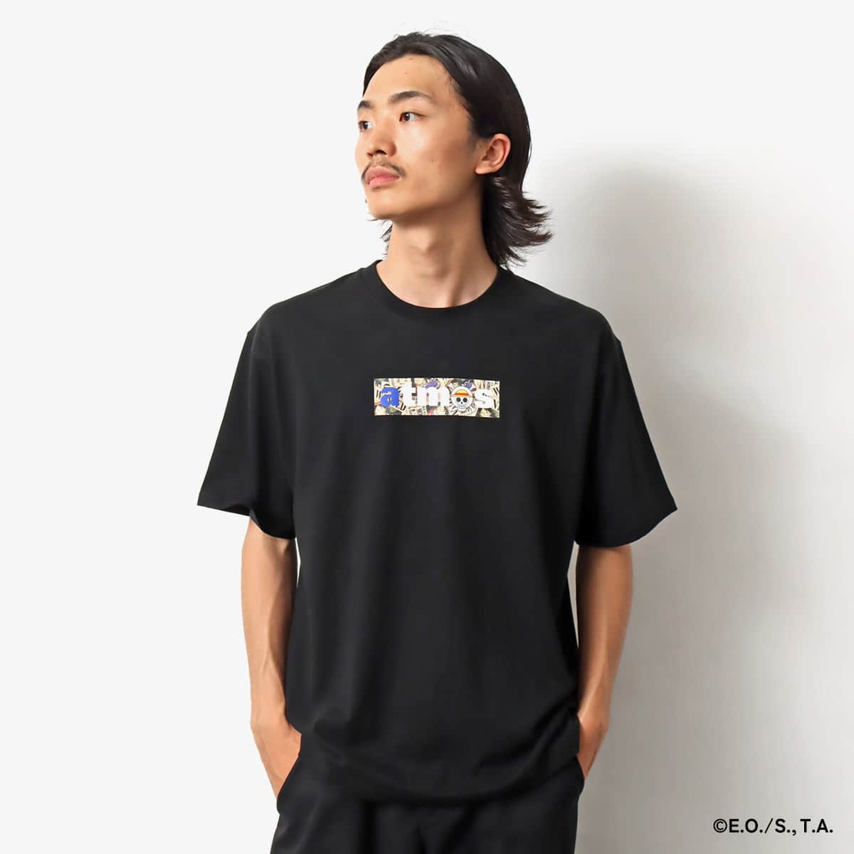 atmos × ONE PIECE WANTED POSTER BOX LOGO T-SHRTS 