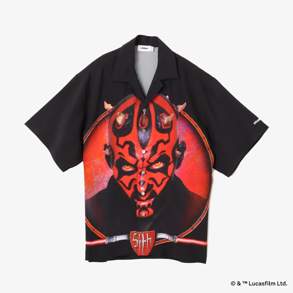 atmos 【STAR WARS】 Darth Maul Open Collar Shirt BLACK