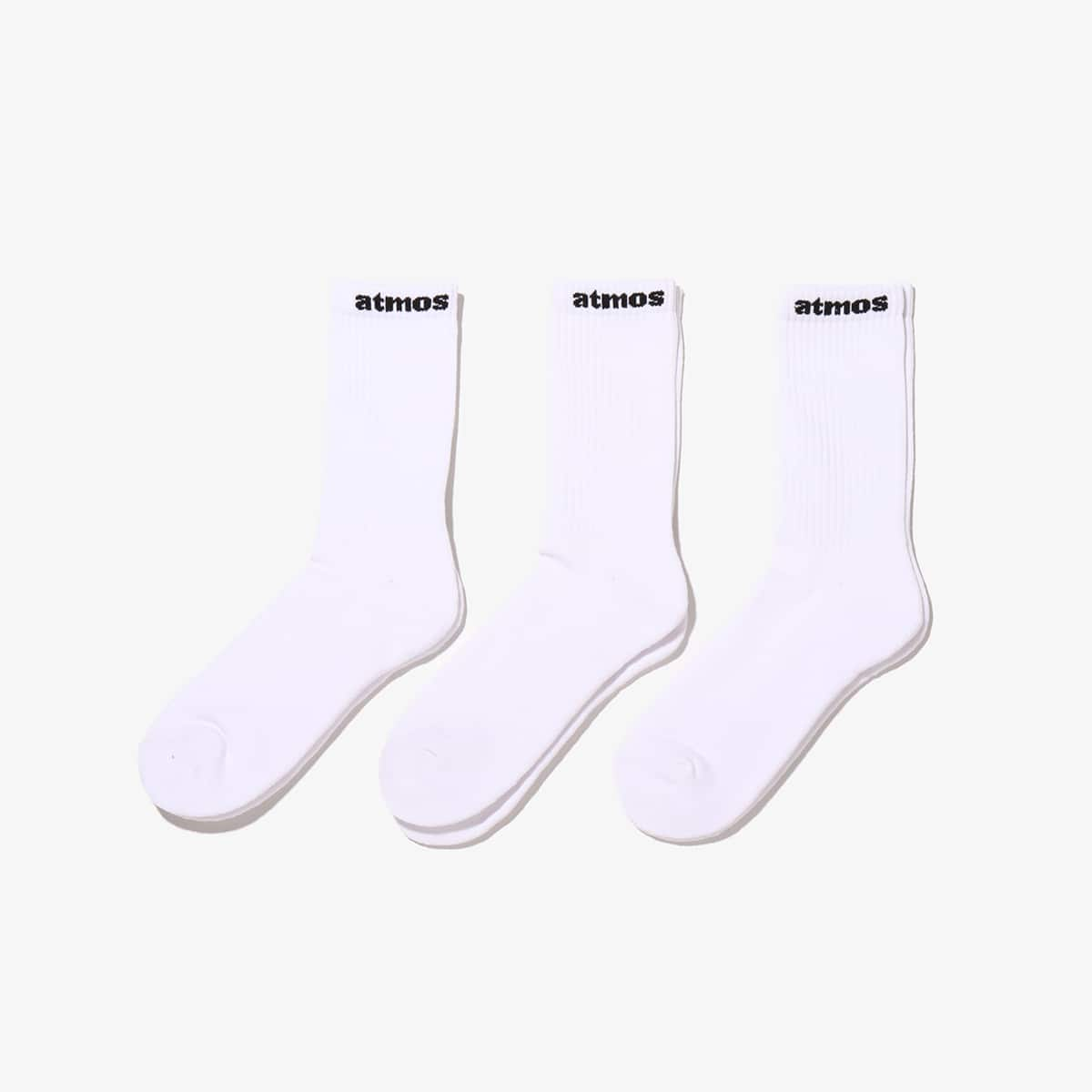 atmos SMALL JACQUARD LOGO 3P SOCKS WHITE