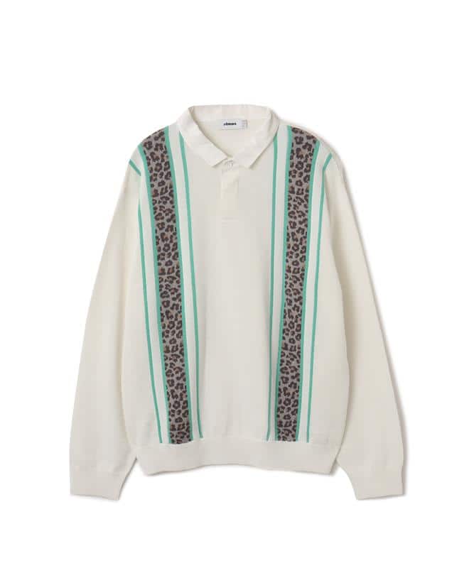 atmos Knit LS Rugby Shirt WHITEのメイン画像