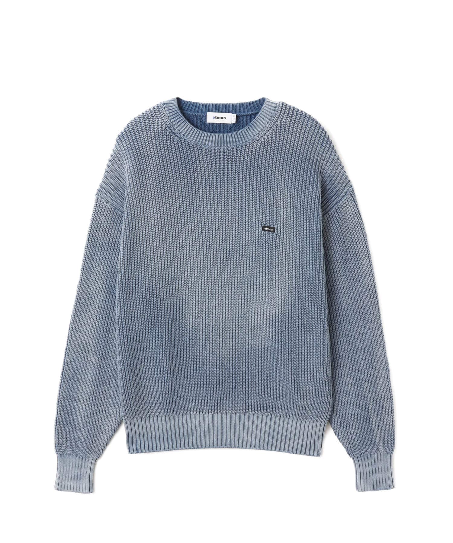 atmos Small Logo Patch Knit Sweater BLUEのメイン画像