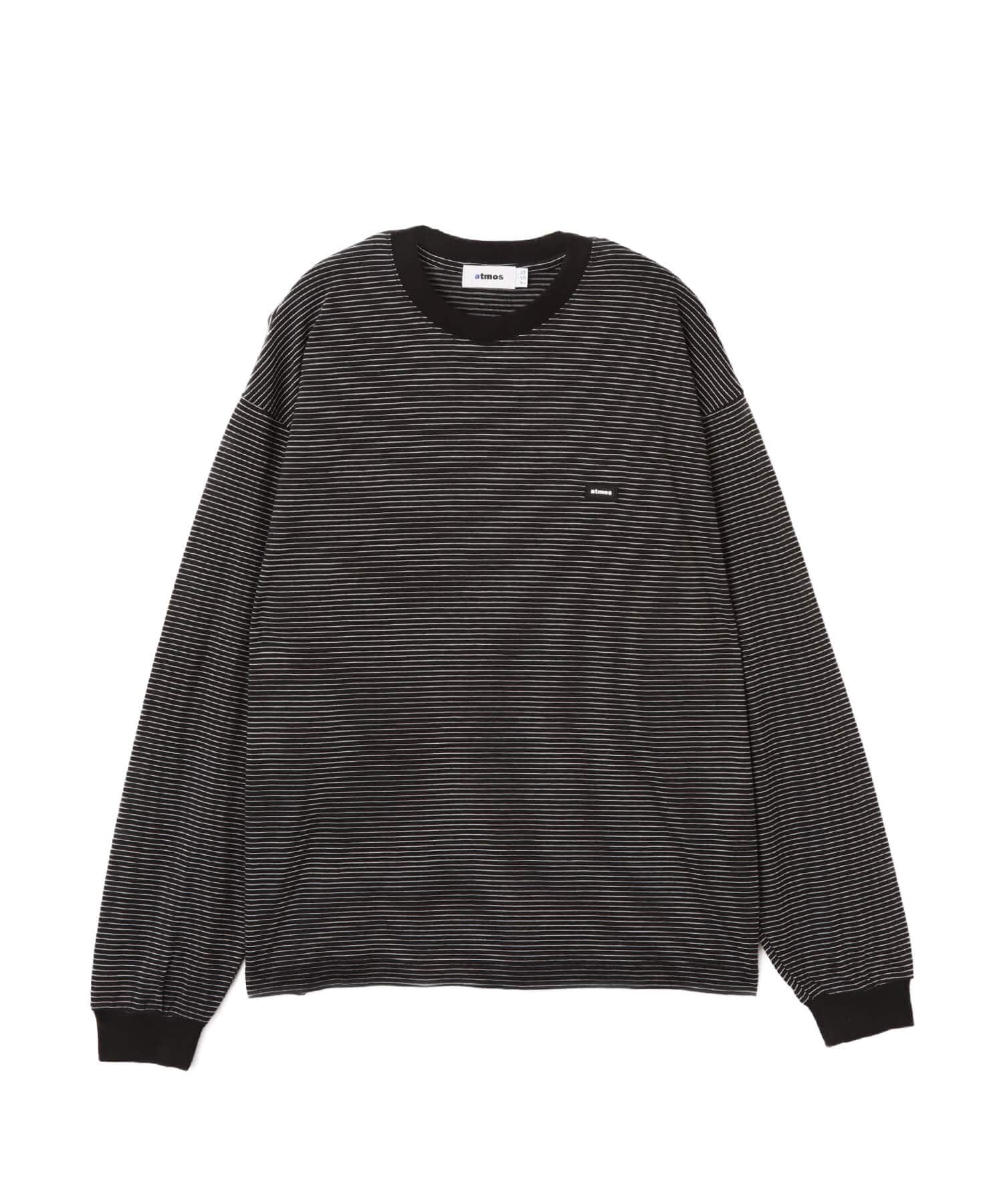 atmos Merino Wool Knit Border LS T-Shirt BLACKのメイン画像
