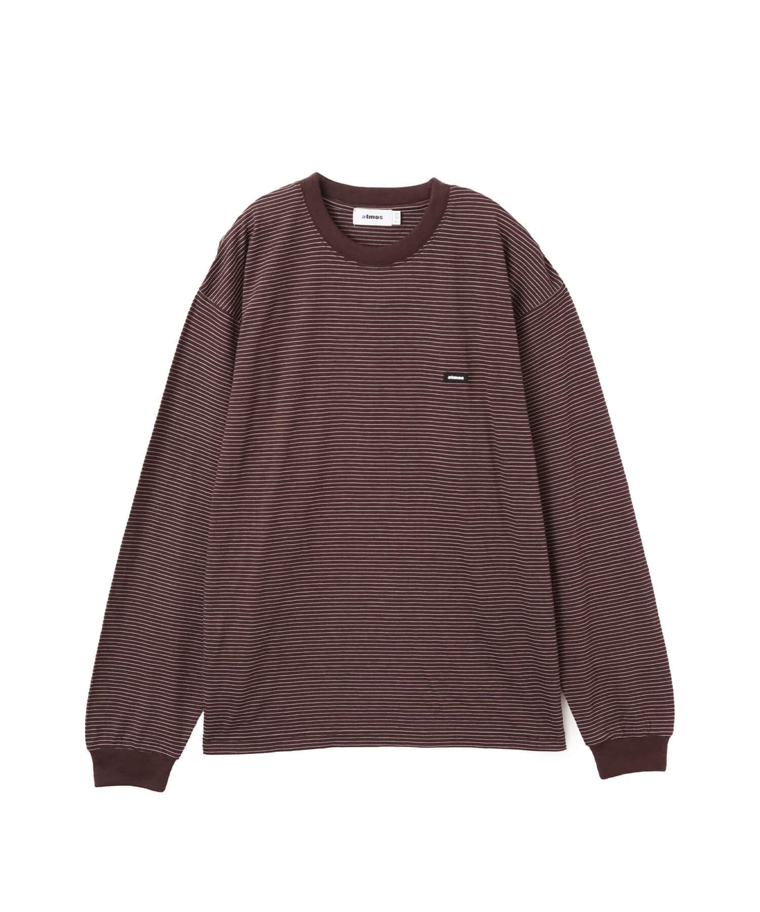 atmos Merino Wool Knit Border LS T-Shirt BROWNのメイン画像