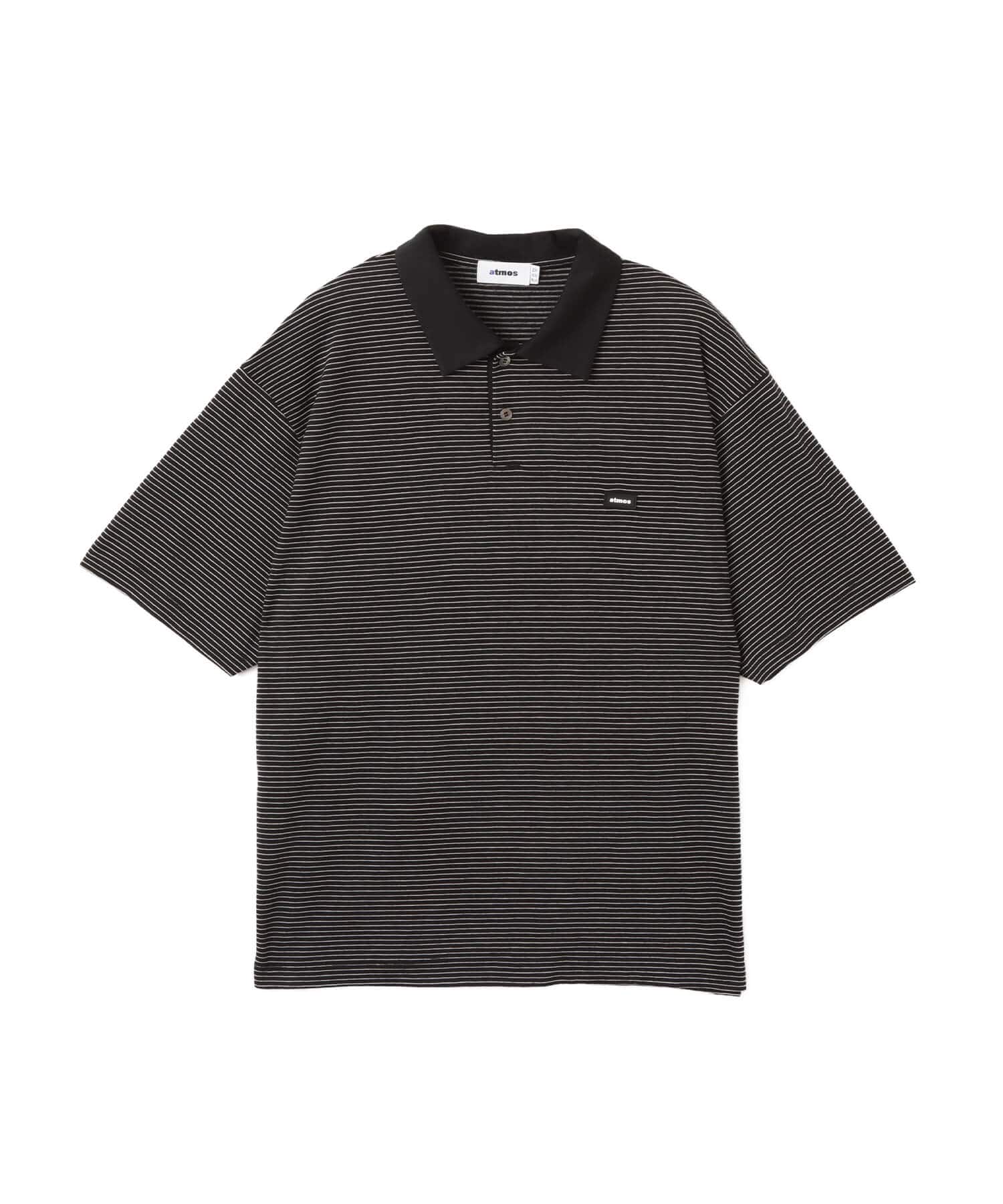 atmos Merino Wool Knit Polo Shirt BLACKのメイン画像