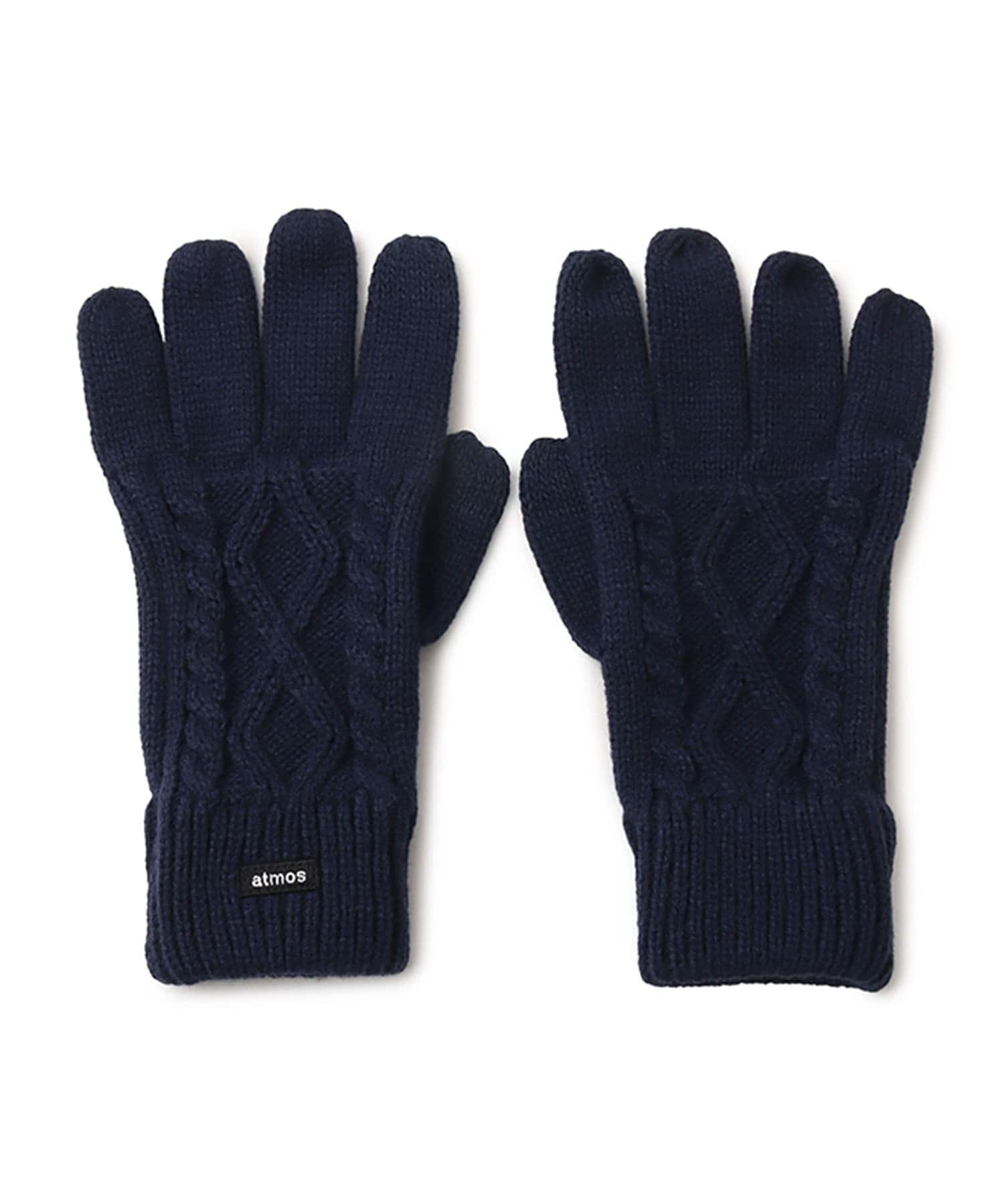 atmos Cable Knit Gloves NAVYのメイン画像
