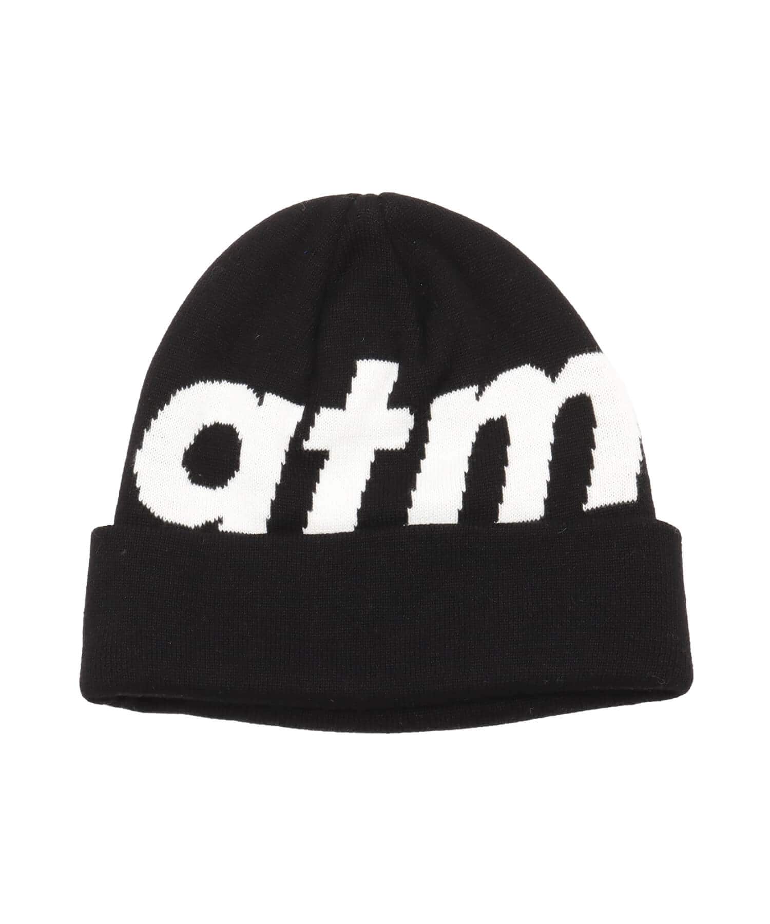 atmos LOGO Knit Cap BLACKのメイン画像