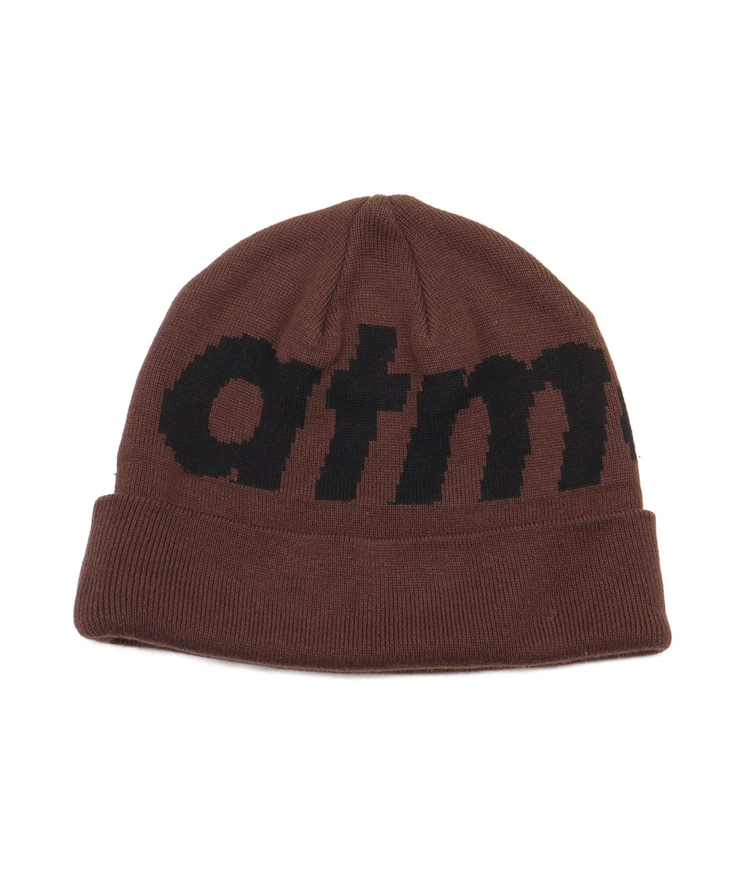 atmos LOGO Knit Cap BROWNのメイン画像