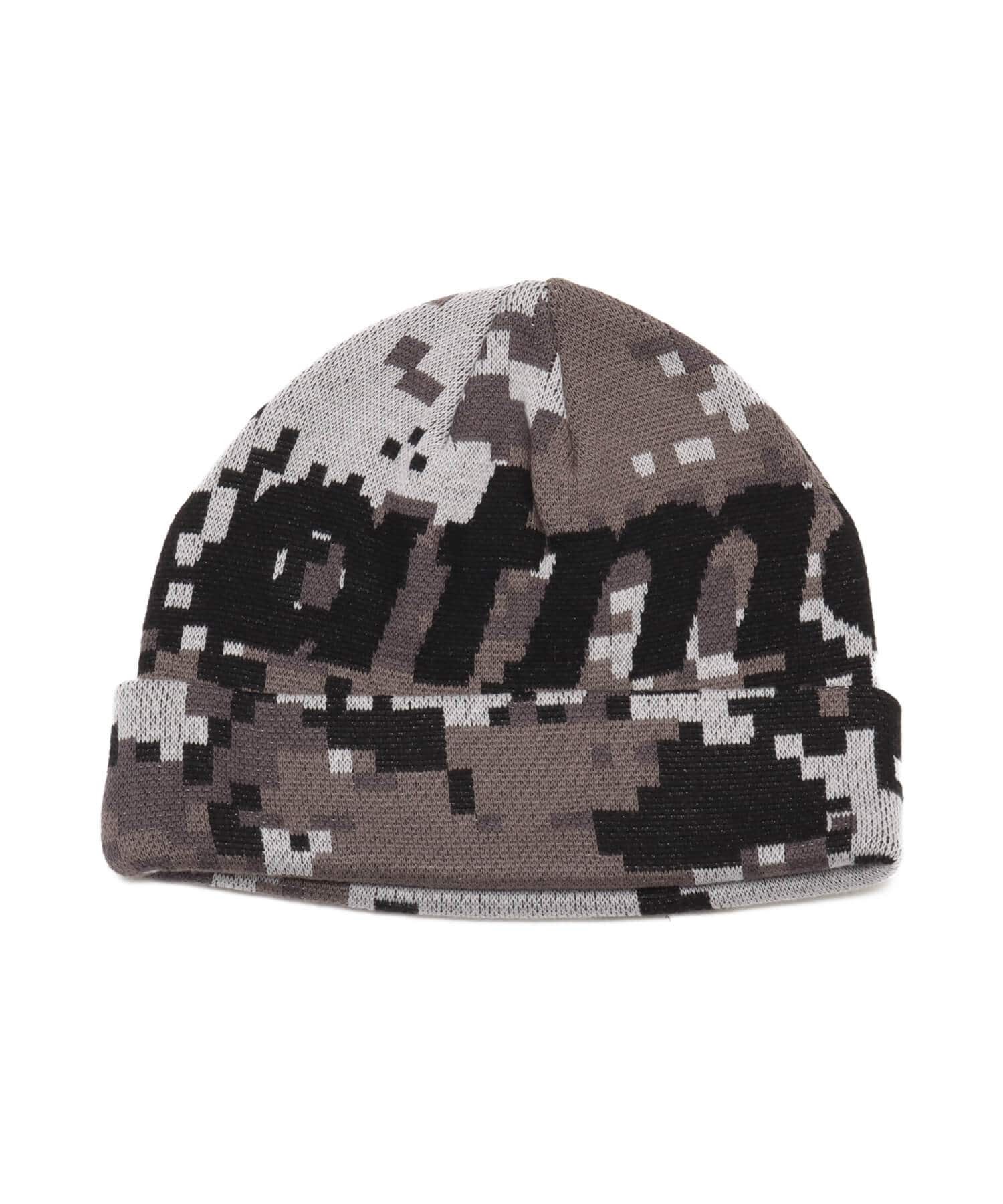 atmos LOGO Knit Cap CAMOUFLAGE BLACKのメイン画像