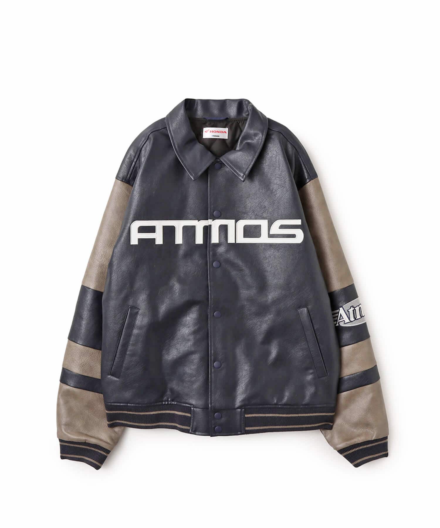 atmos x HONDA Synthesis Leather Jacket NAVYのメイン画像