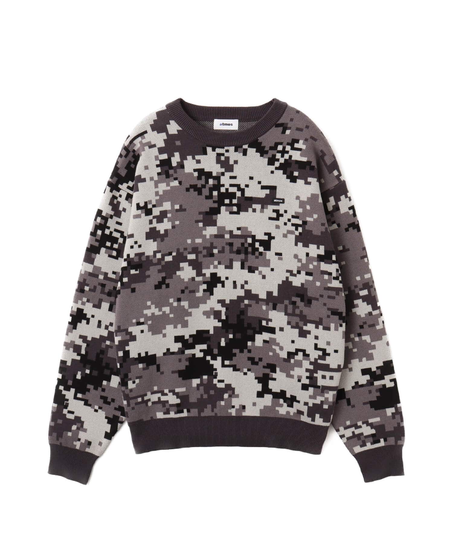 atmos Small Logo Patch  Knit Sweater CAMOUFLAGE BLACKのメイン画像