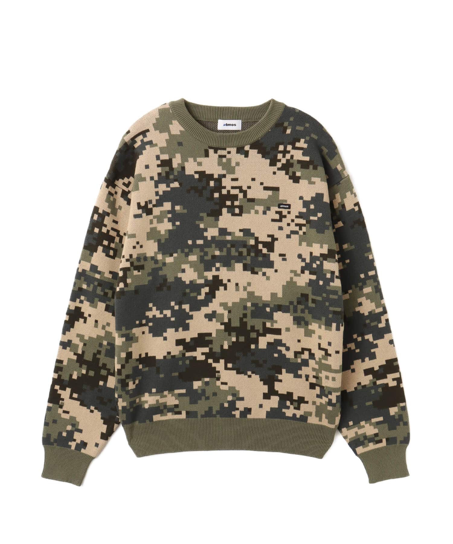 atmos Small Logo Patch  Knit Sweater CAMOUFLAGE KHAKIのメイン画像