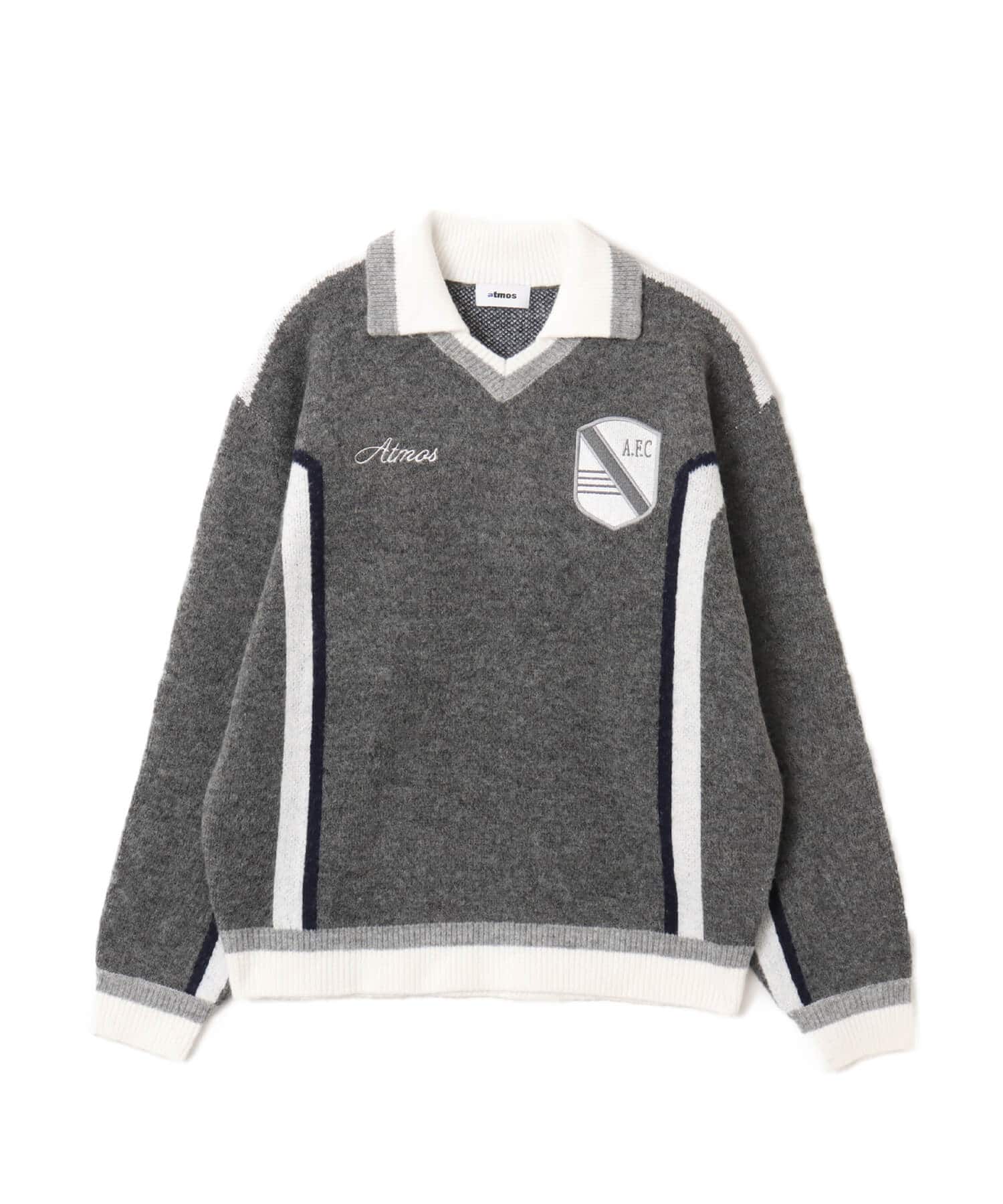 atmos Knit Soccer Polo Shirt GRAYのメイン画像