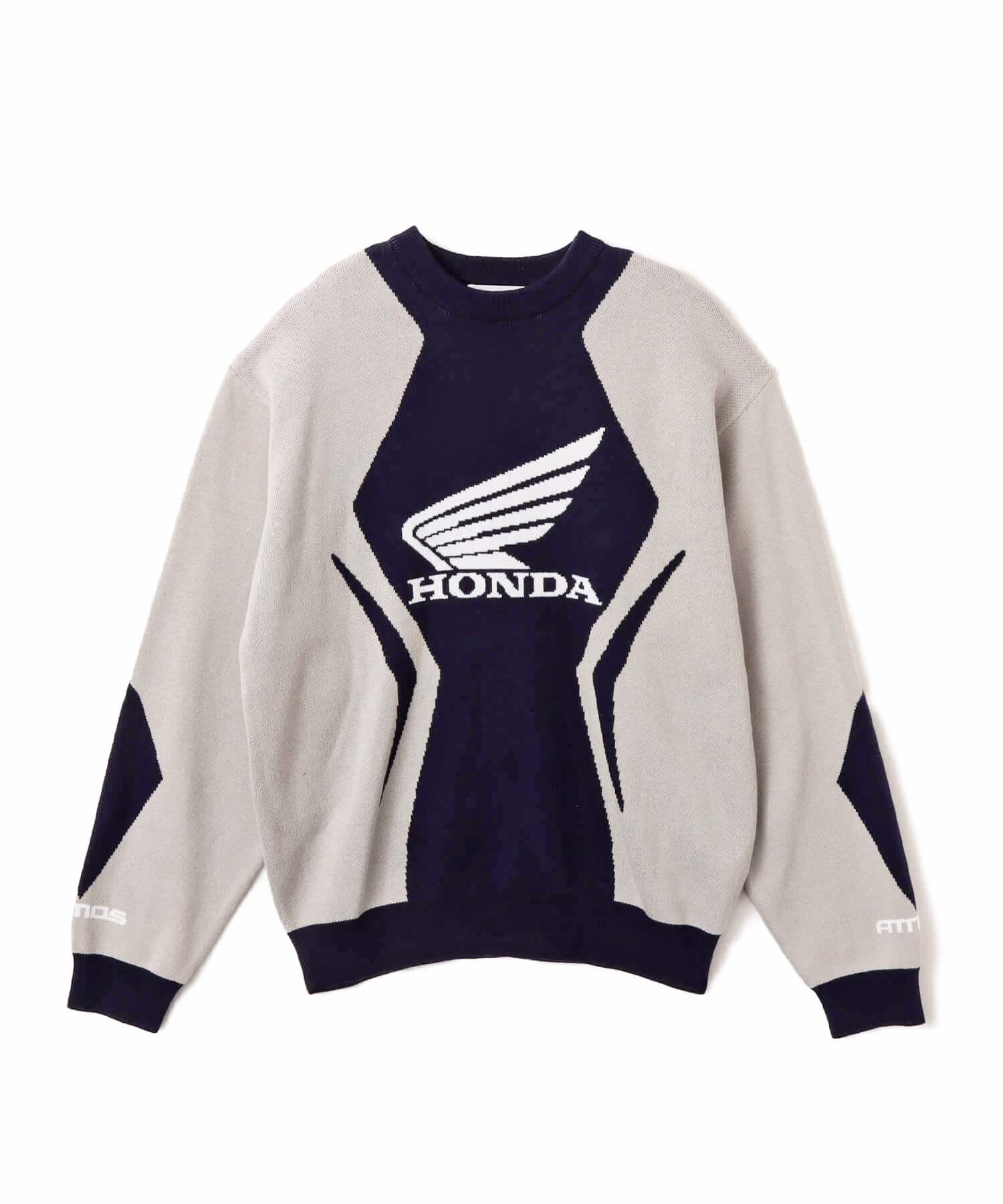 atmos x HONDA Jacquard Knit Sweater NAVYのメイン画像