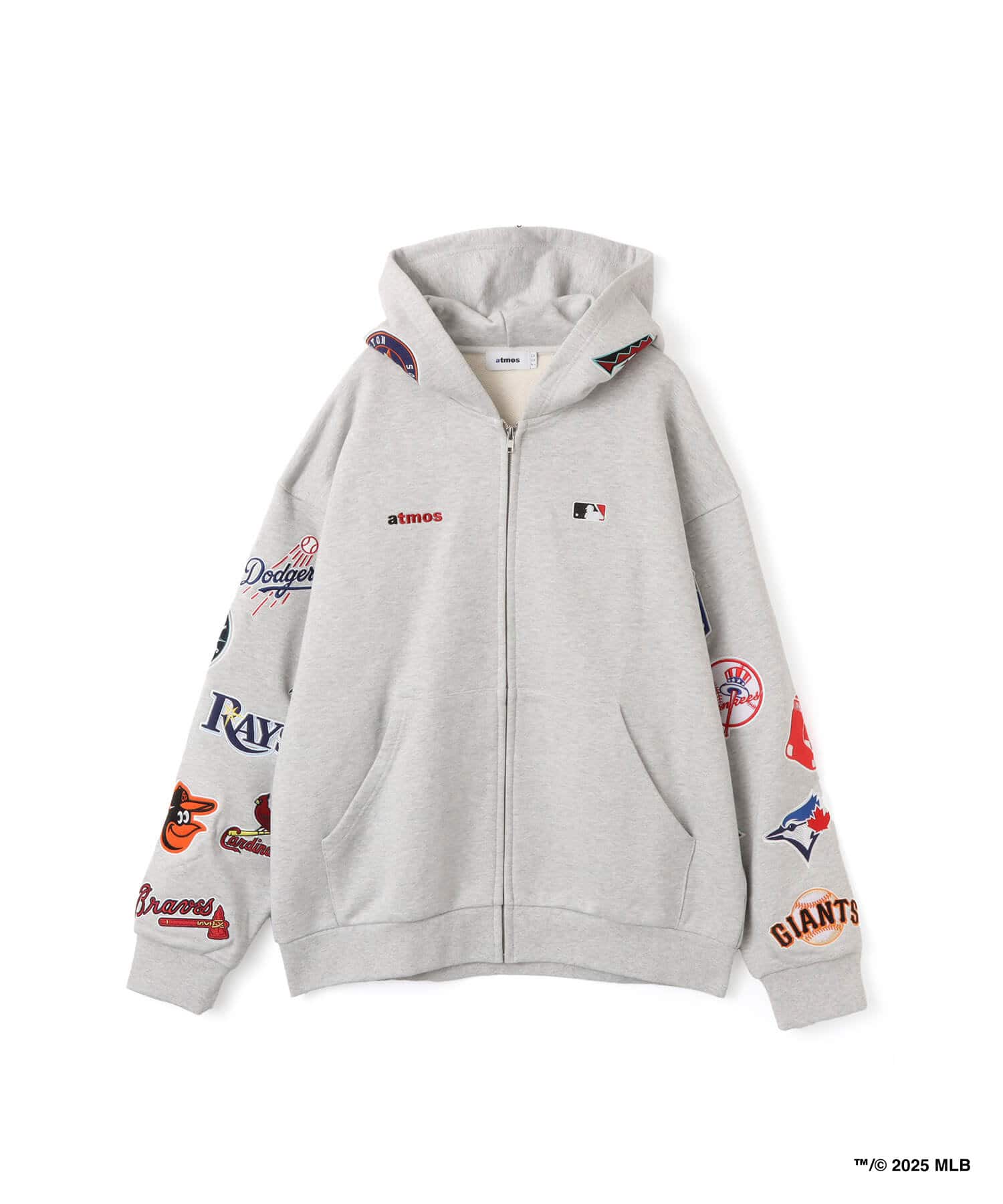 atmos x MLB All Teams Patch Zip-up Hooded Sweatshirt GRAYのメイン画像