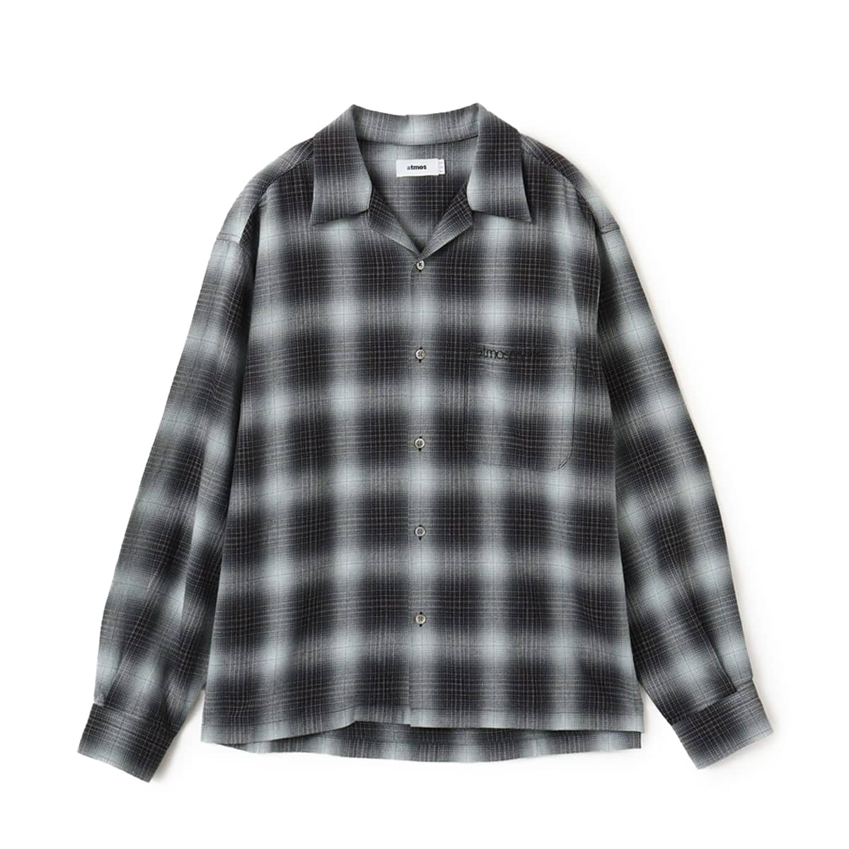 atmos Ombre Check Open Collar Shirt BLACKのメイン画像