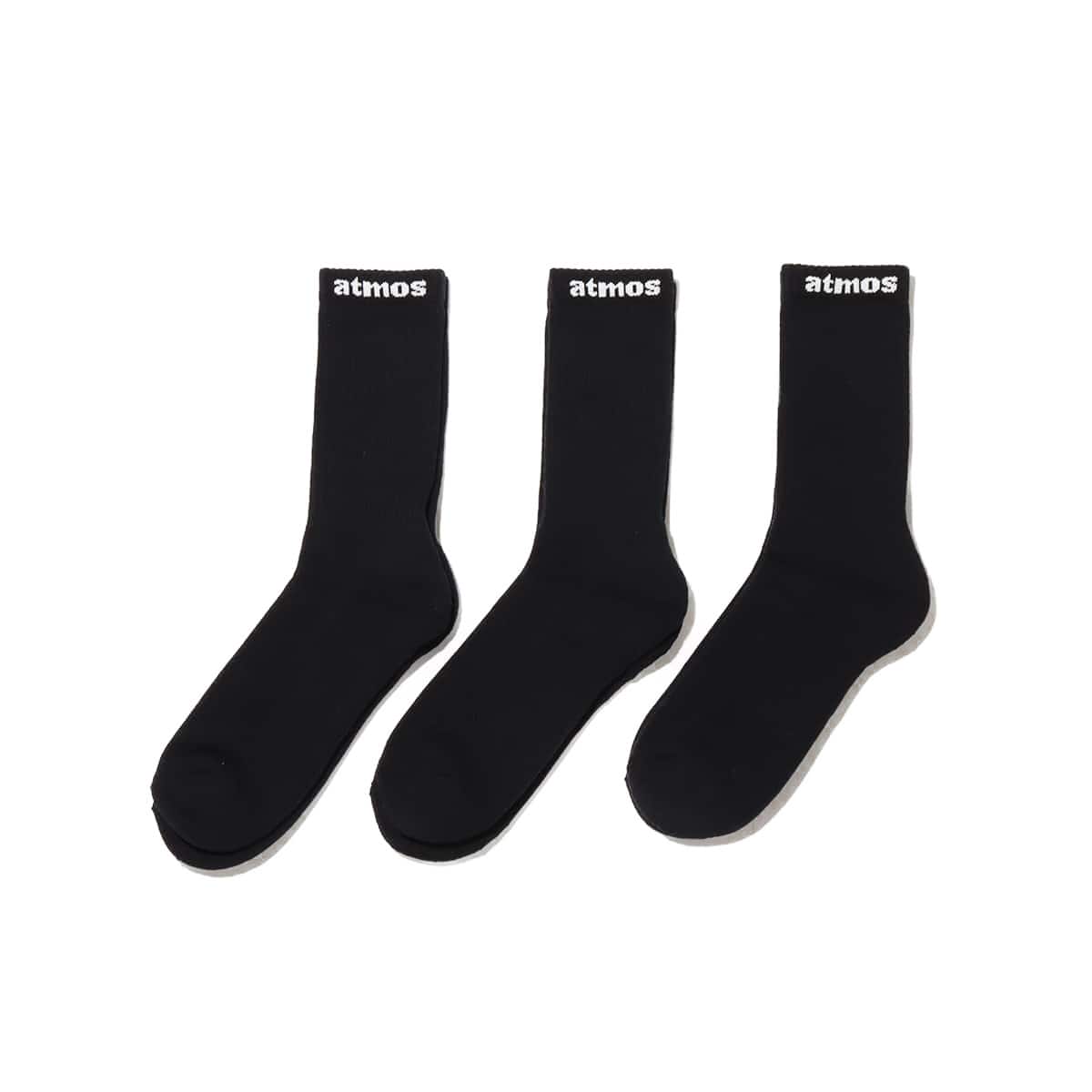 atmos SMALL JACQUARD LOGO 3P SOCKS BLACKのメイン画像
