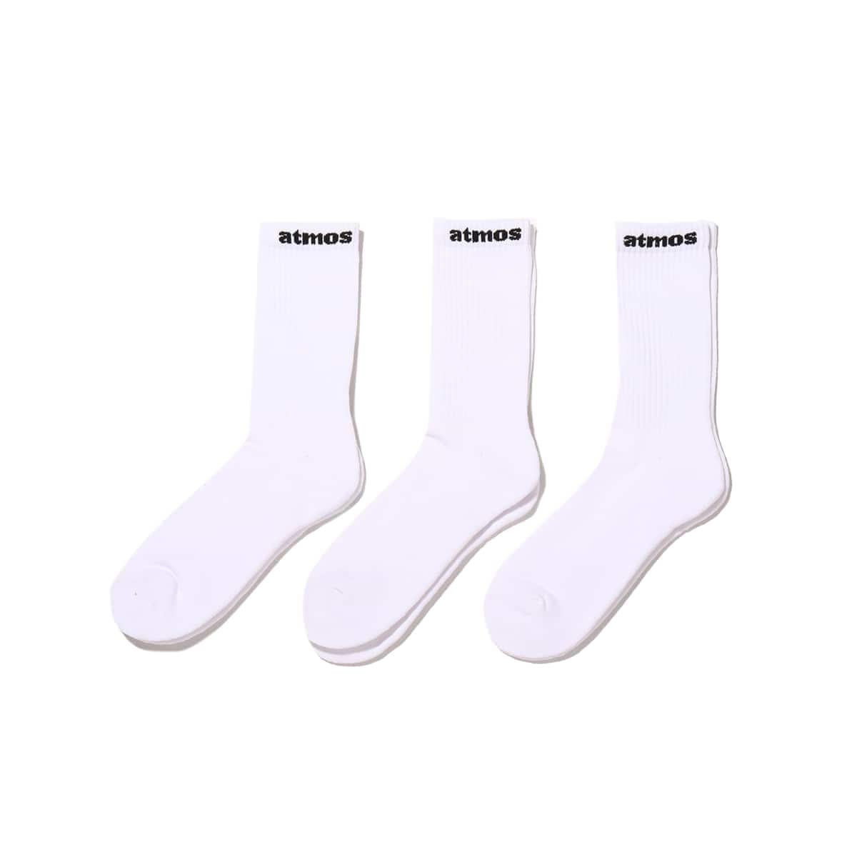 atmos SMALL JACQUARD LOGO 3P SOCKS WHITEのメイン画像