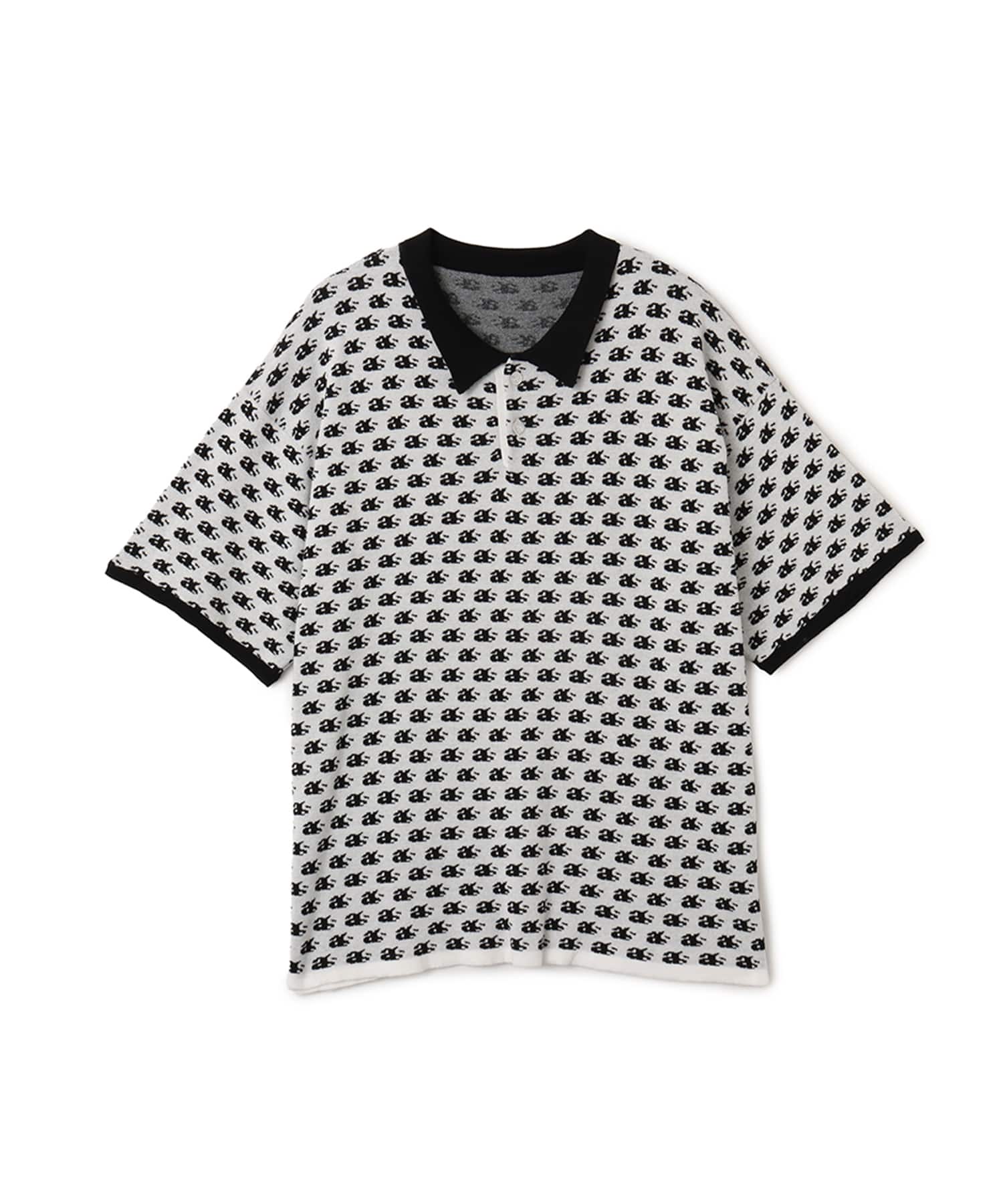 atmos Knit Jacquard Polo WHITEのメイン画像