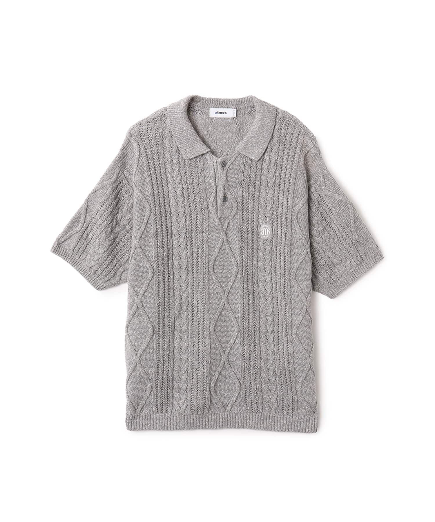 atmos Cable Knit Polo Shirt GRAYのメイン画像