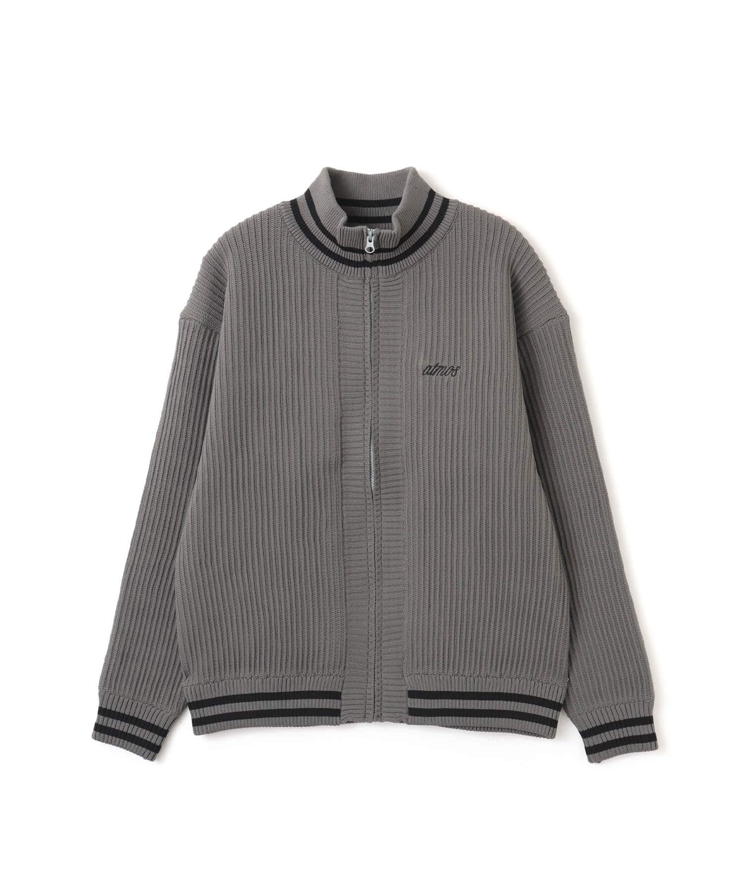 atmos Polyester Single-Ridge Tuck Zip-Up Sweater GRAYのメイン画像
