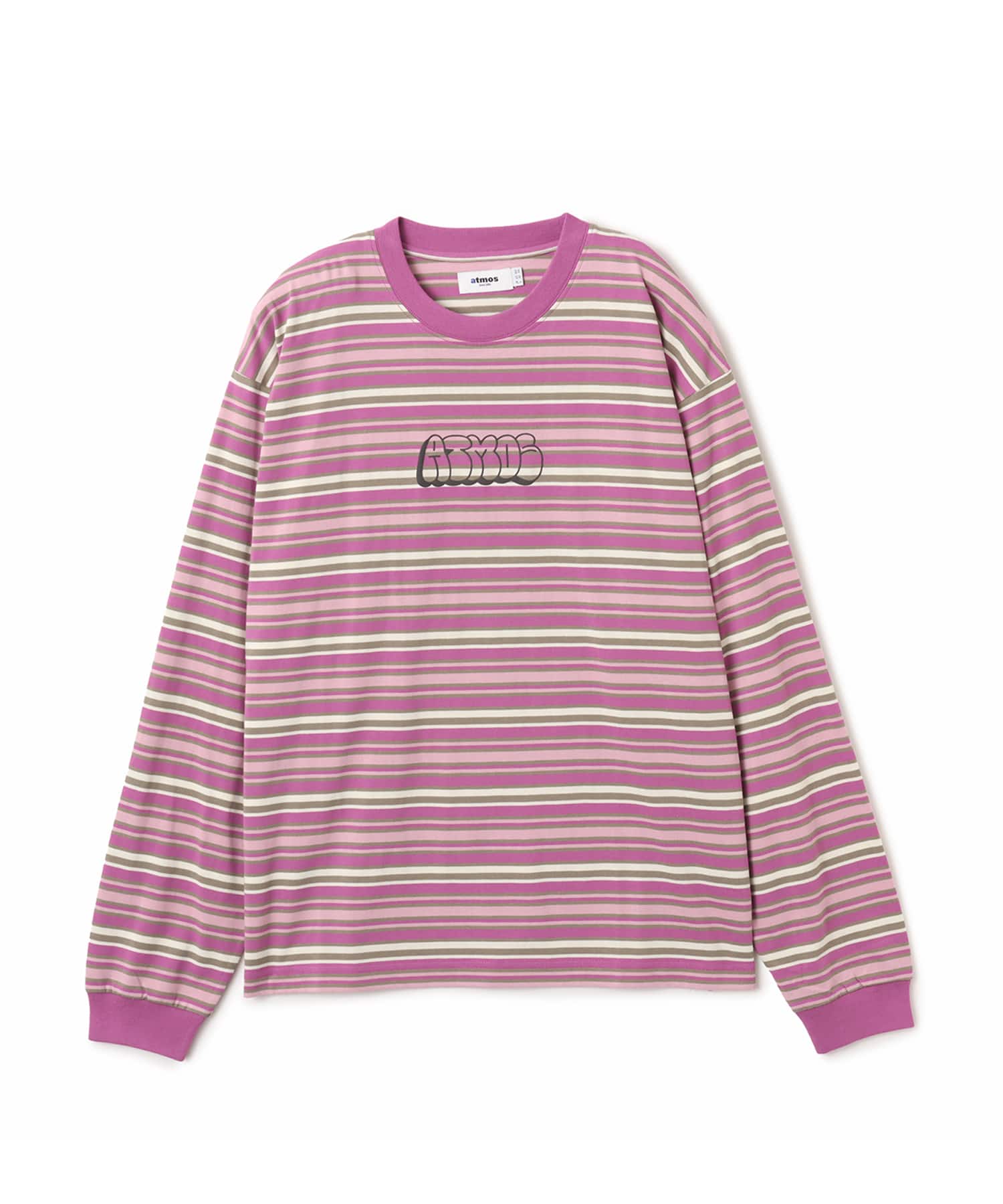 atmos Retro Colorway Border LS T-shirt PINKのメイン画像