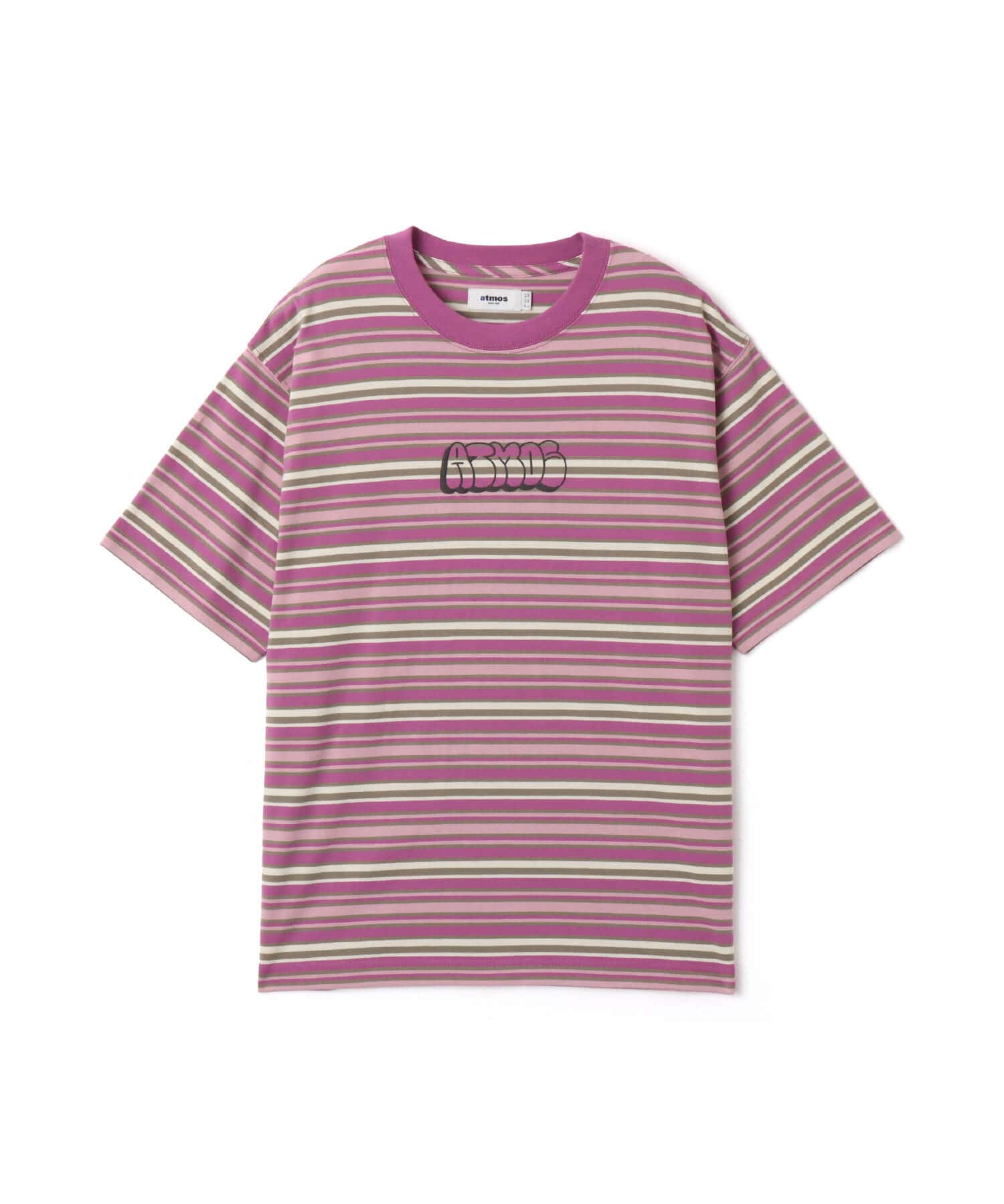 atmos Retro Colorway Border SS T-shirt PINKのメイン画像