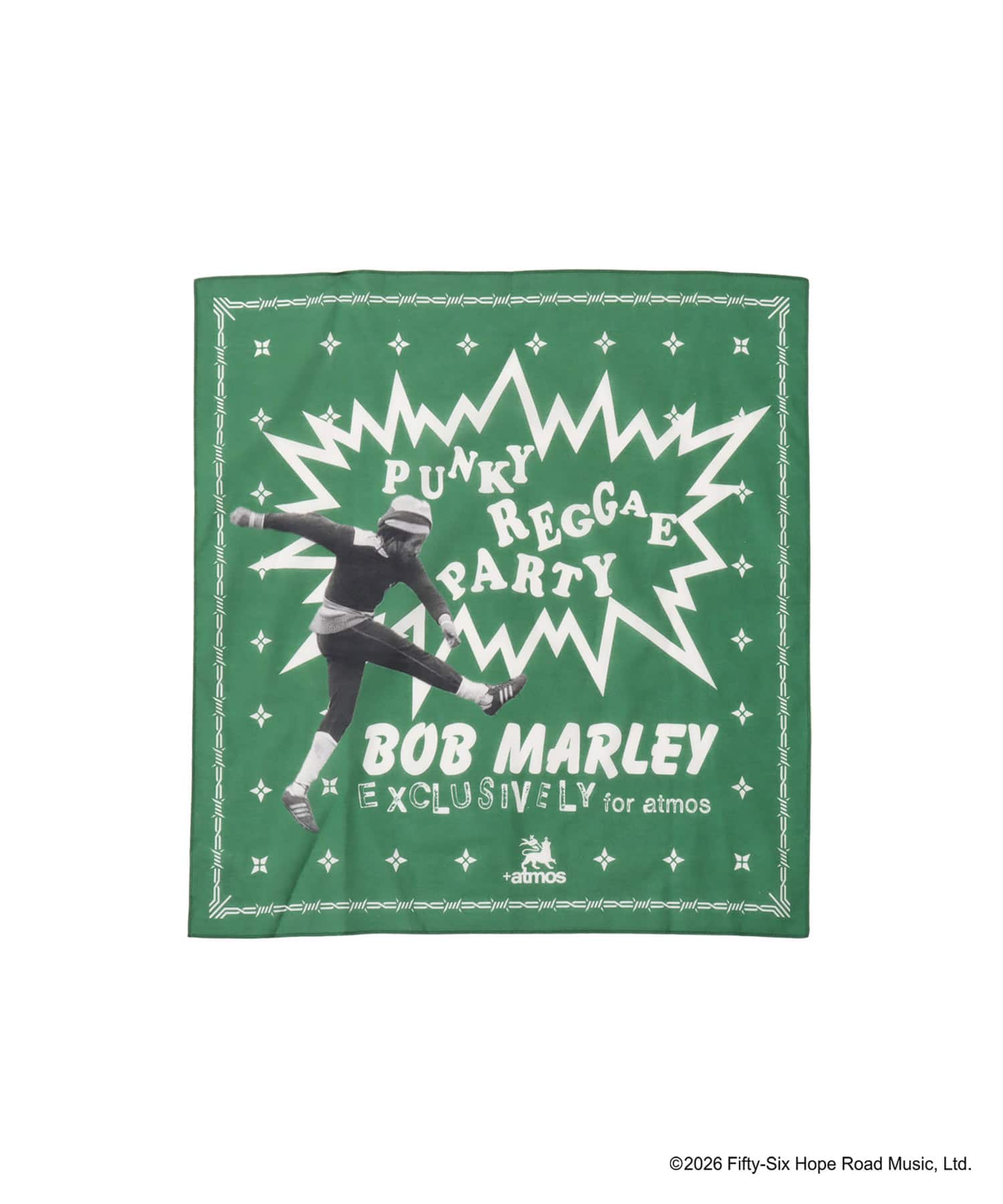 atmos x BOB MARLEY PUNKY REGGAE PARTY Bandana GREENのメイン画像
