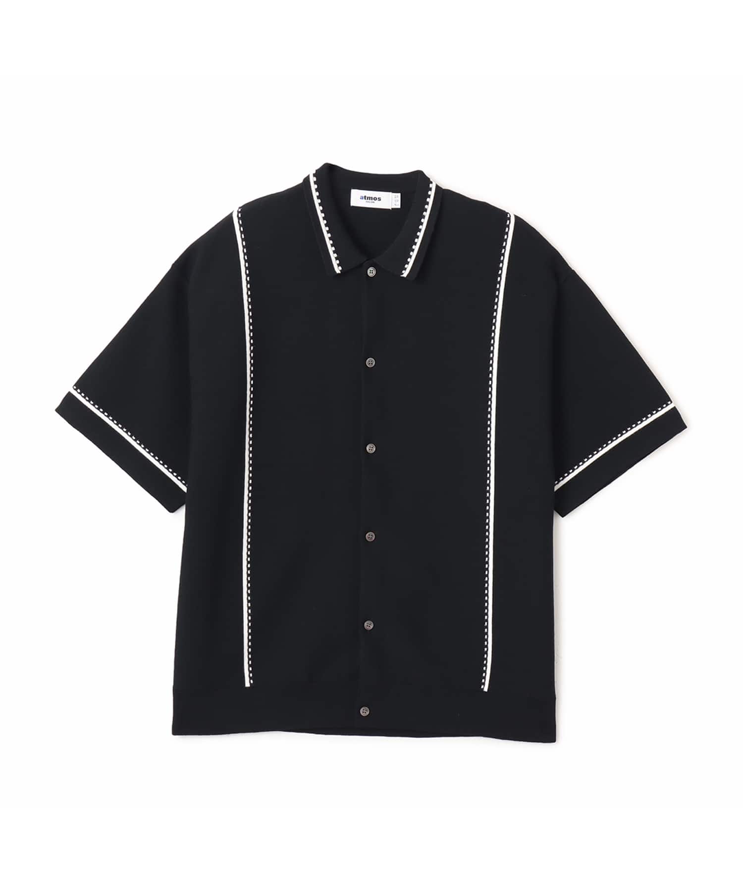 atmos Milano Rib Open Coller Knit Shirt  BLACKのメイン画像