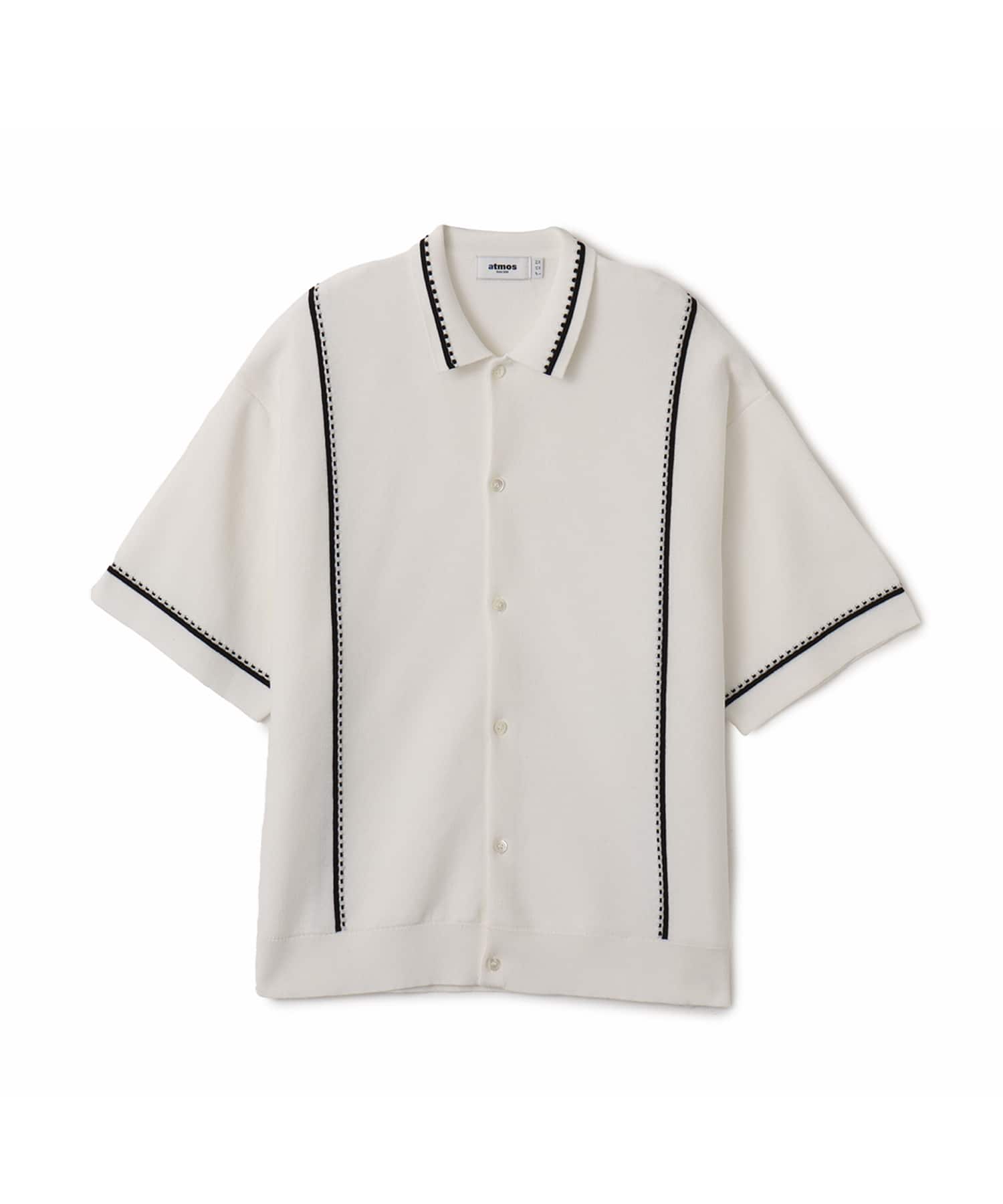 atmos Milano Rib Open Coller Knit Shirt  WHITEのメイン画像