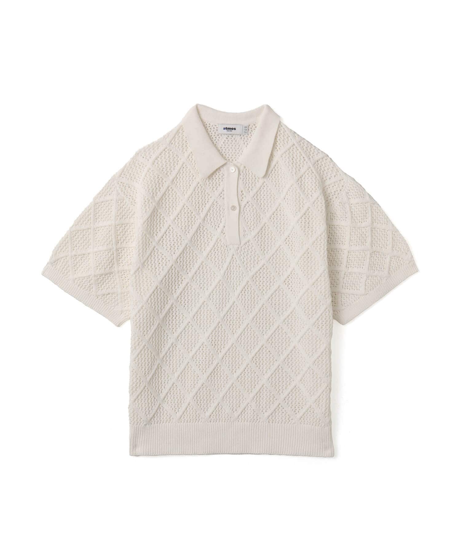 atmos Diamond Mesh Openwork Knit WHITEのメイン画像