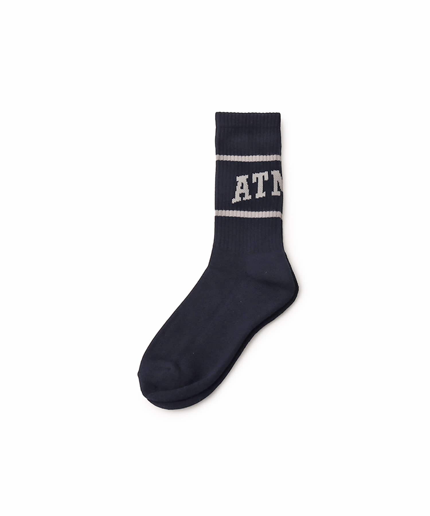 atmos College Logo Line Socks NAVYのメイン画像