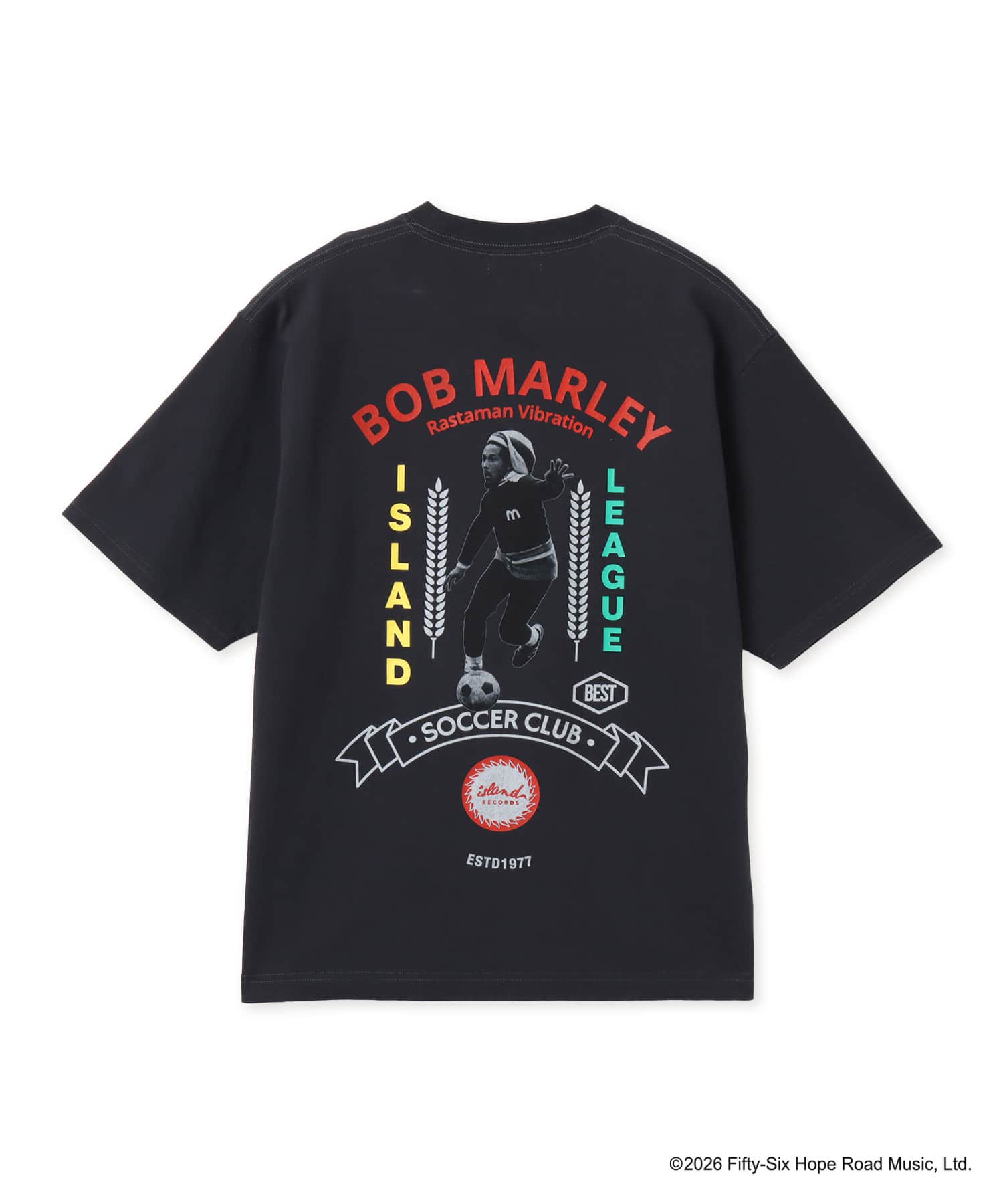 atmos x BOB MARLEY Foot Ball T-shirt LIGHT BLACKのメイン画像