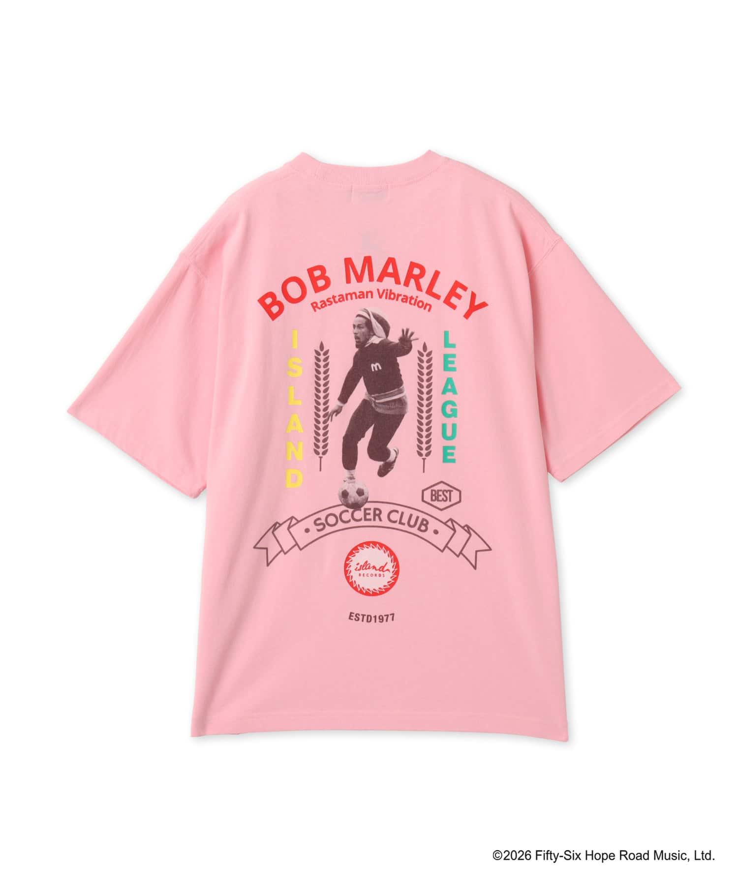 atmos x BOB MARLEY Foot Ball T-shirt PINKのメイン画像
