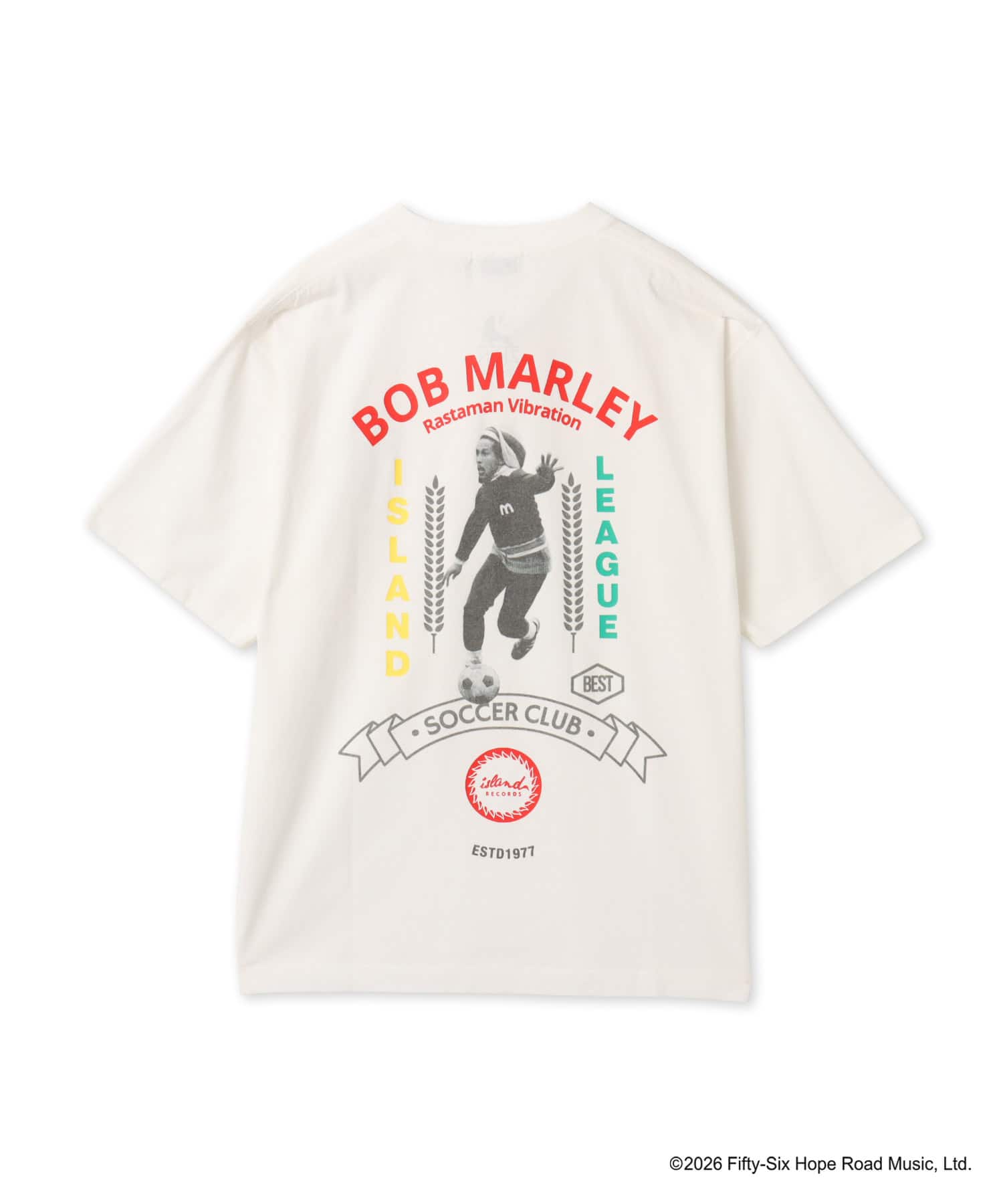 atmos x BOB MARLEY Foot Ball T-shirt WHITEのメイン画像